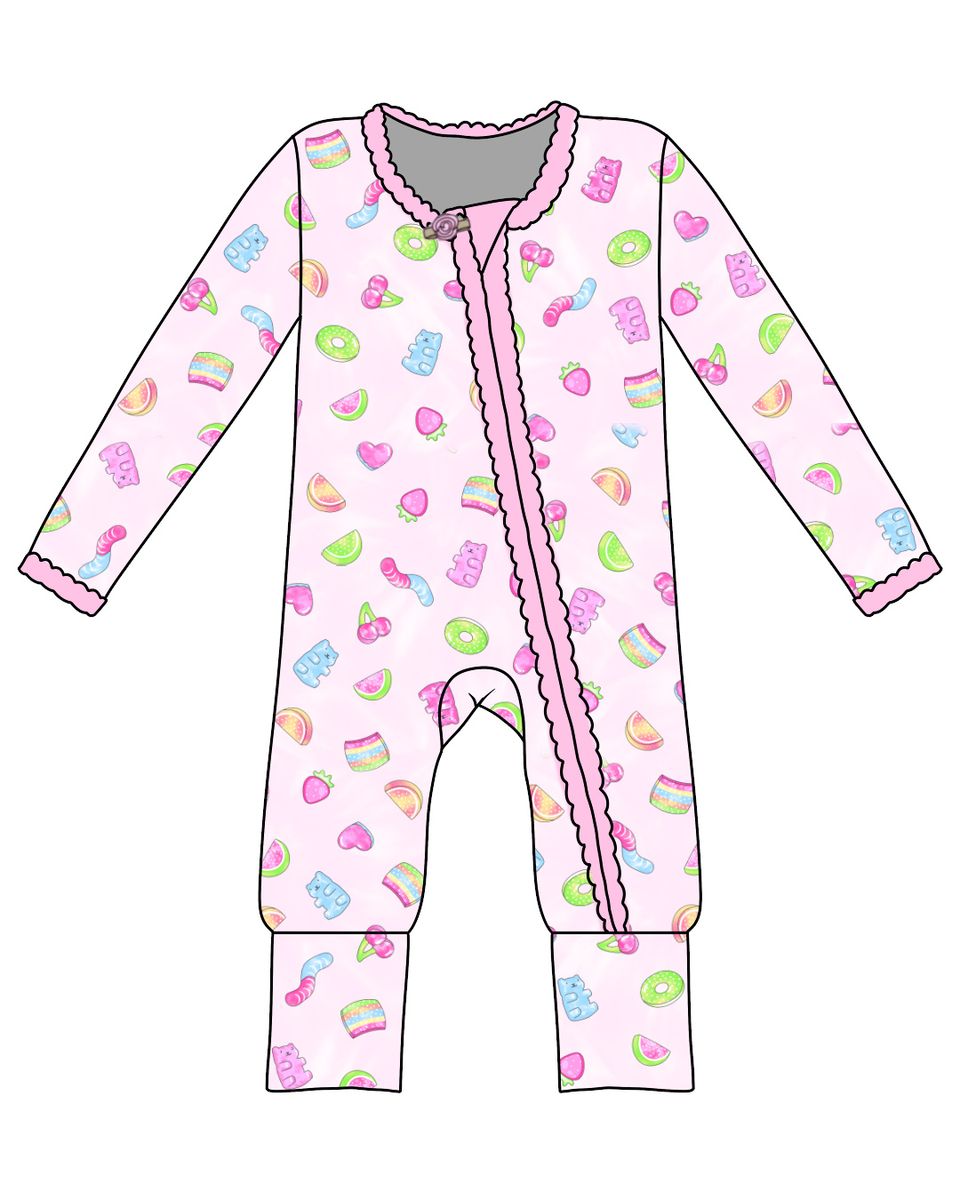 Sweet Gummies Lace Trim Flip-Footie - Twinkle Twinkle Little One