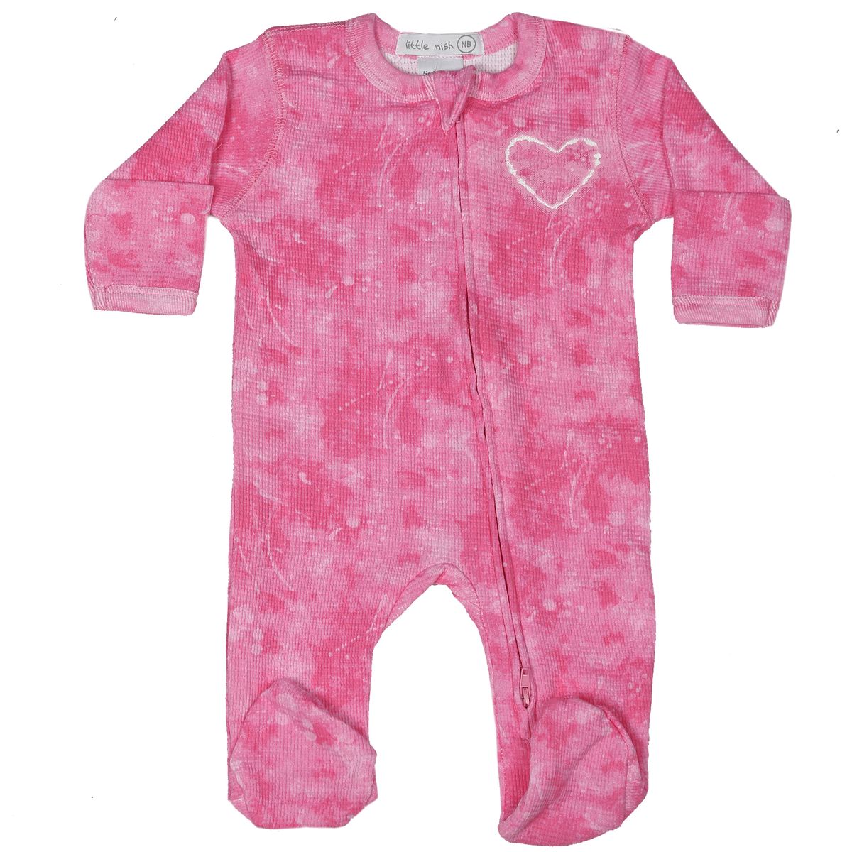 Pink Burnout Heart Zipper Footie - Twinkle Twinkle Little One