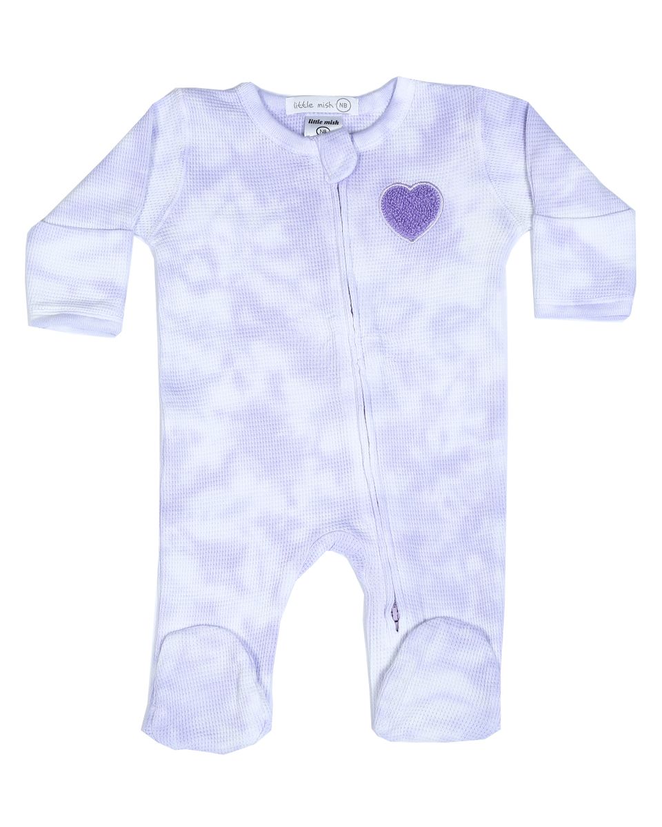 Lilac Heart Tie Dye Zipper Footie - Twinkle Twinkle Little One