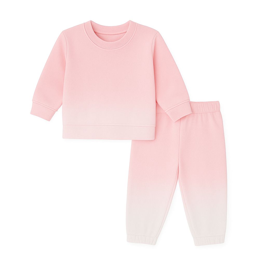 Dip Dye Sweatshirt and Sweat Pant Set - Pink