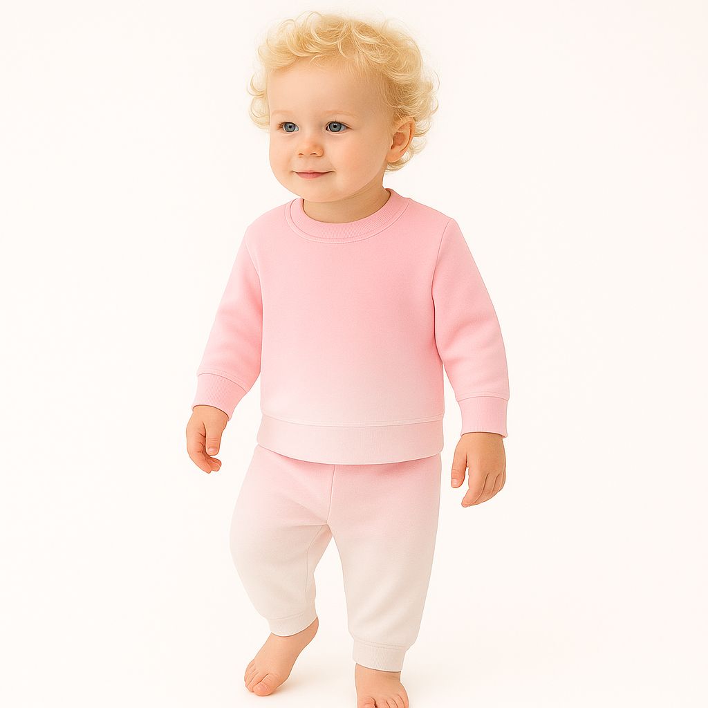 Dip Dye Sweatshirt and Sweat Pant Set - Pink