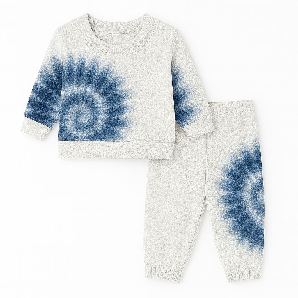Loop Terry Spiral Pullover and Pant Set - Blue