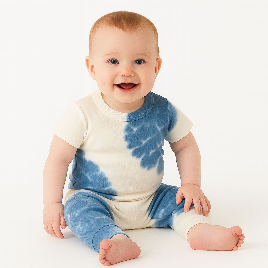 Tie Dye Ribbed Tee and Legging Set - Blue