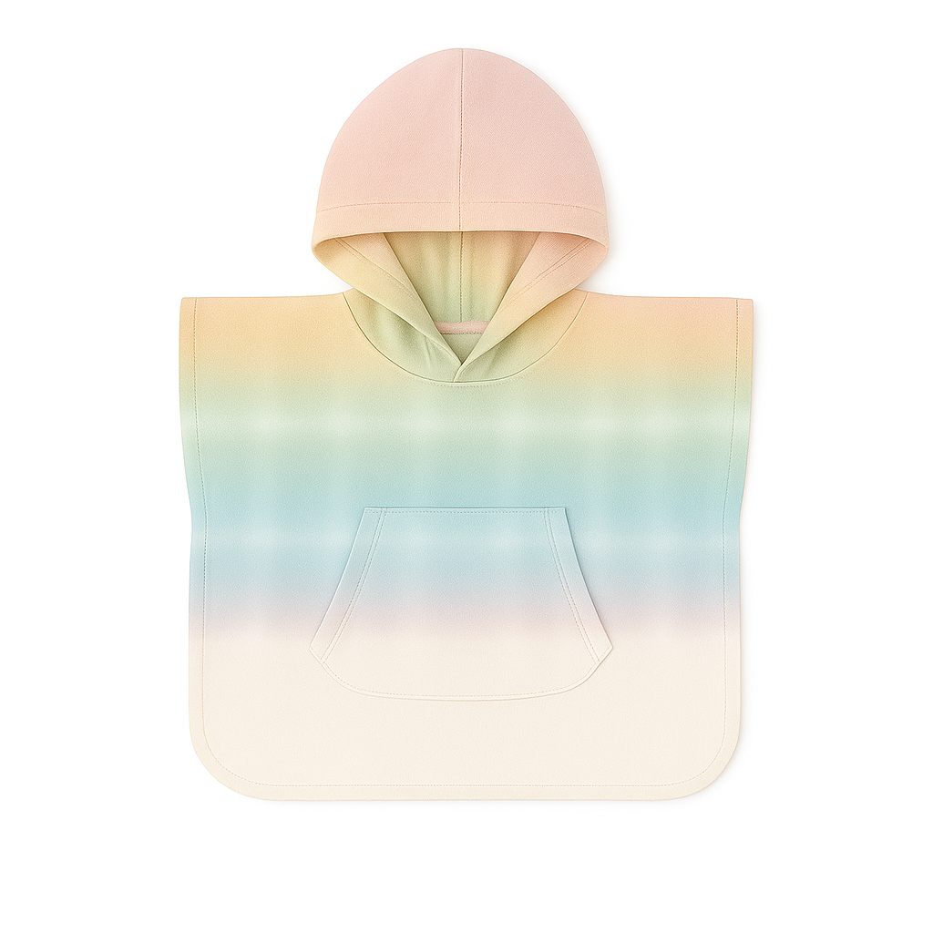 Pastel gradient hooded towel on a white background