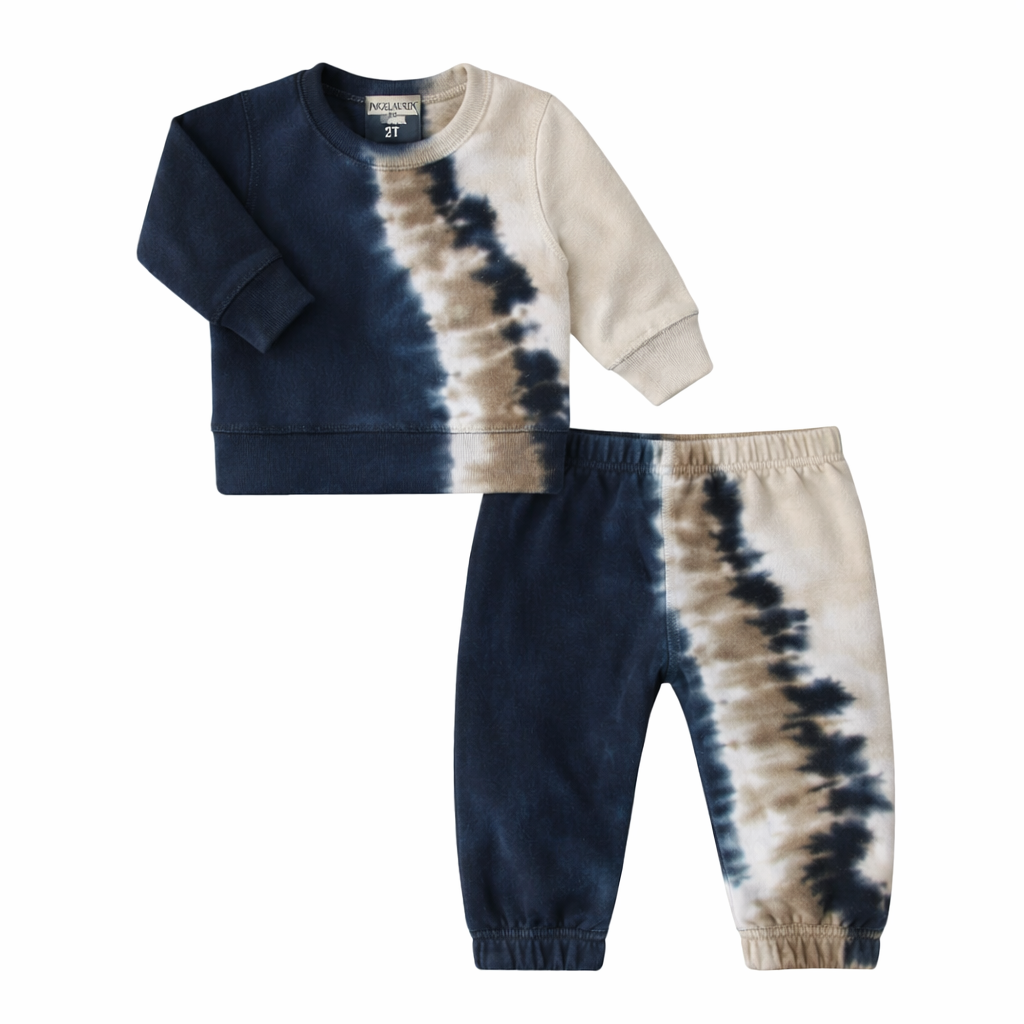 Navy Tie Dye Super Soft Fleece Sweatshirt & Sweat Pant Set