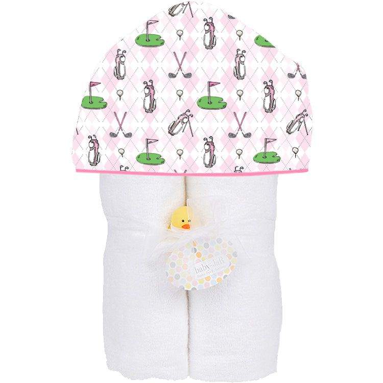 Tee Time Pink Plush Deluxe Hooded Towel