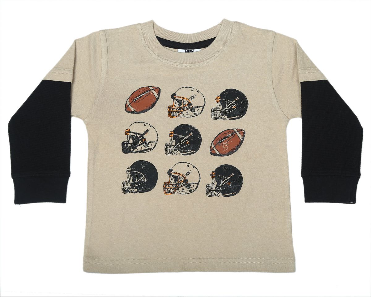 Stone Football Grid Long Sleeve Two-fer Shirt