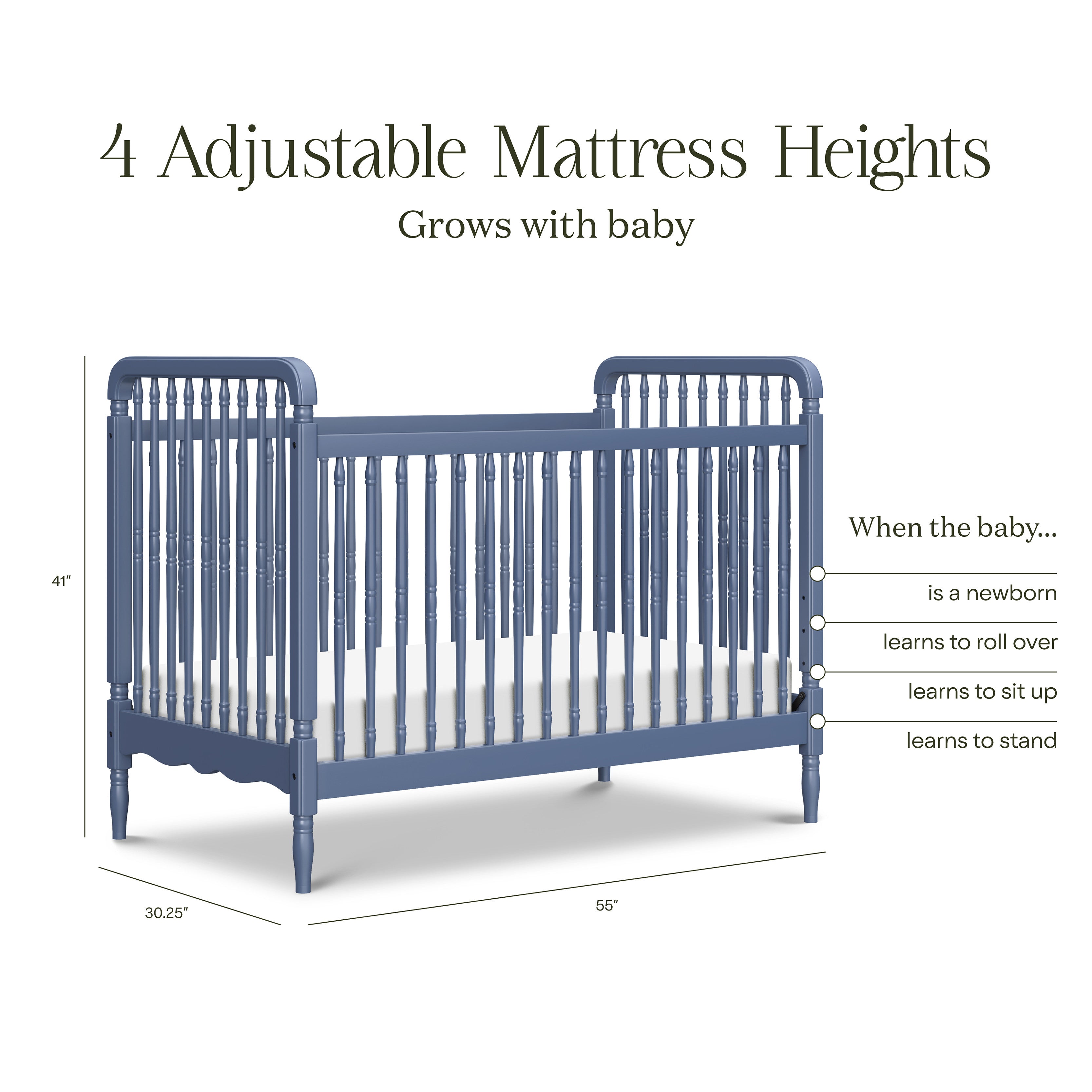 Namesake Liberty 3-in-1 Convertible Spindle Crib with Toddler Bed Conversion Kit