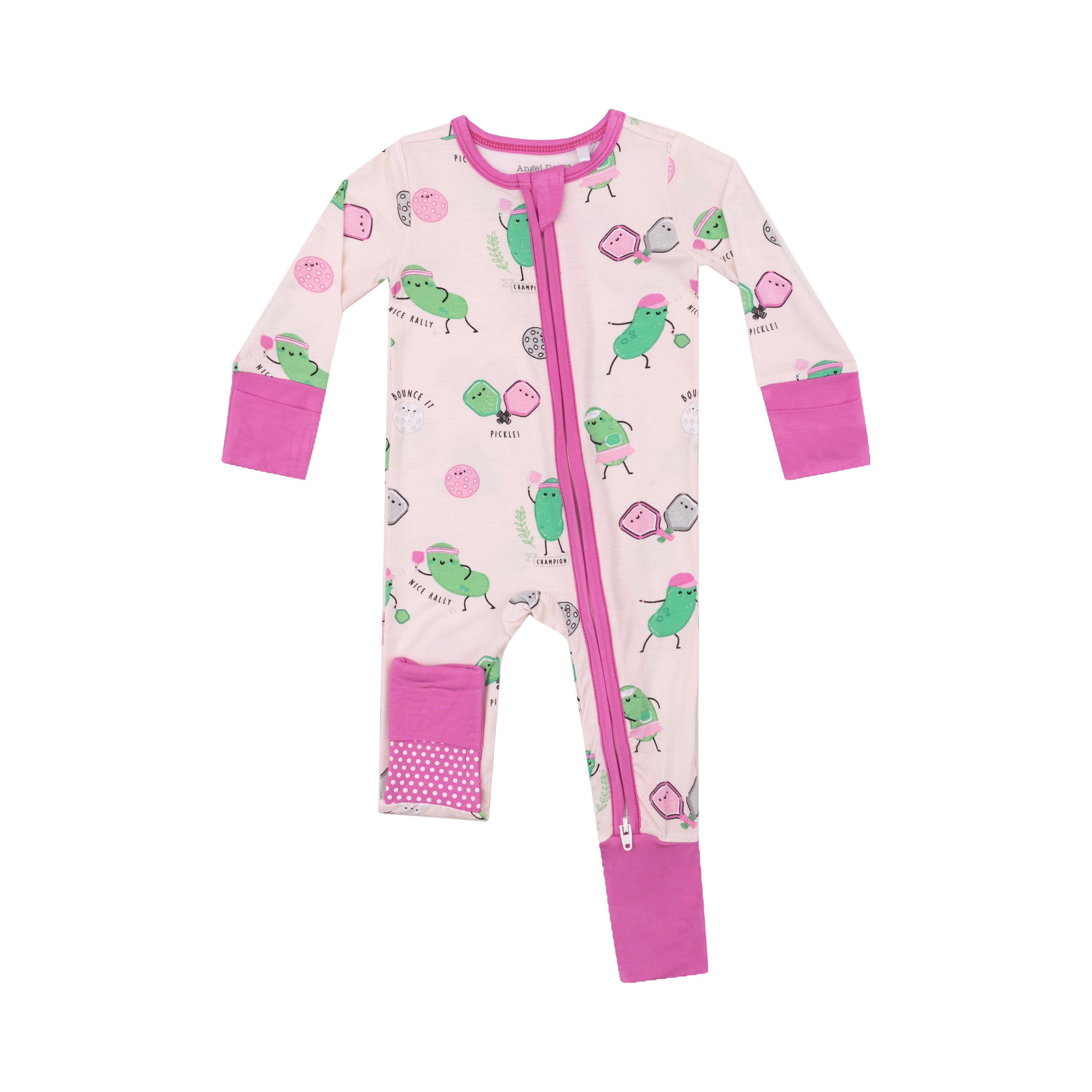 Pickleball Pink Bamboo 2 Way Zipper Romper - Twinkle Twinkle Little One