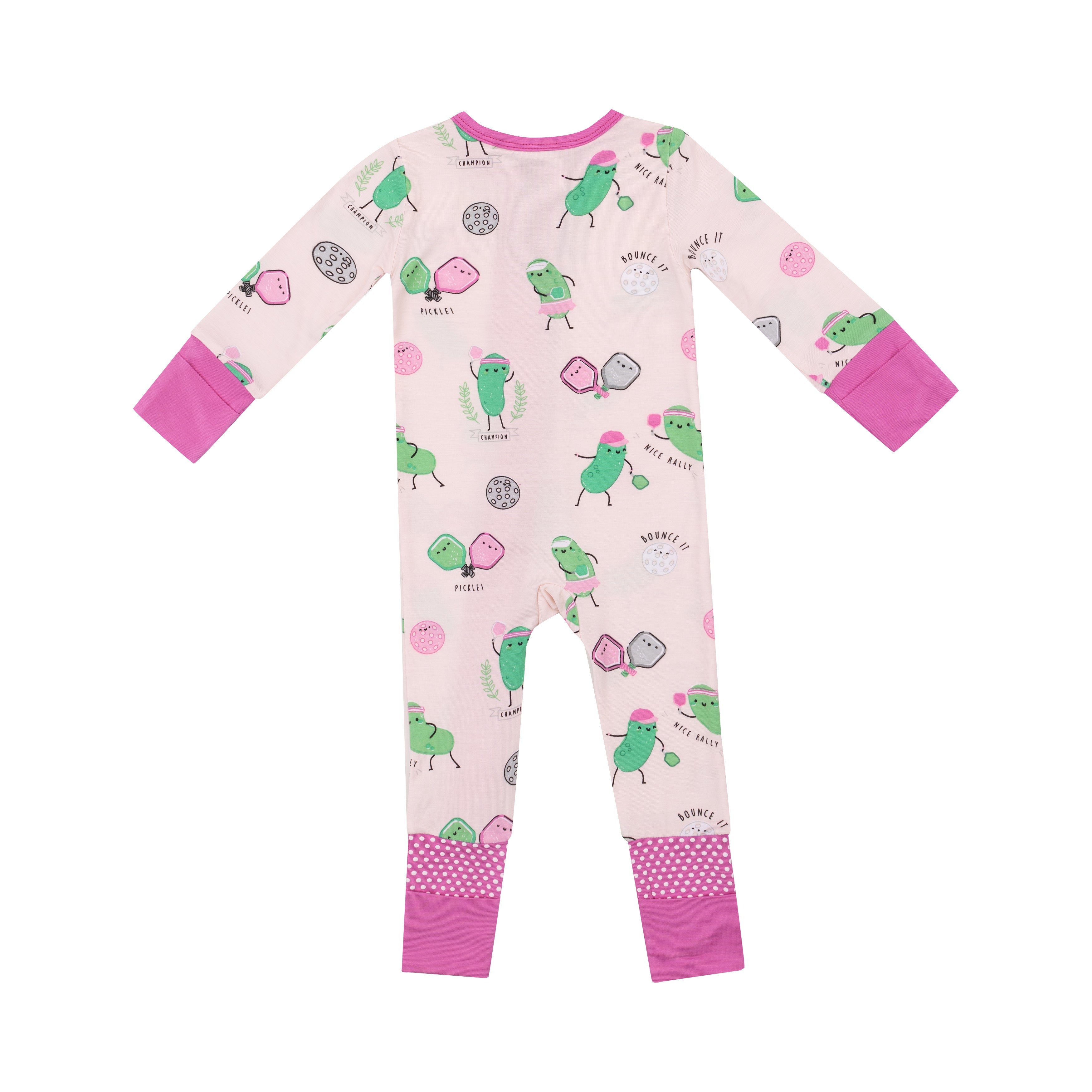 Pickleball Pink Bamboo 2 Way Zipper Romper - Twinkle Twinkle Little One