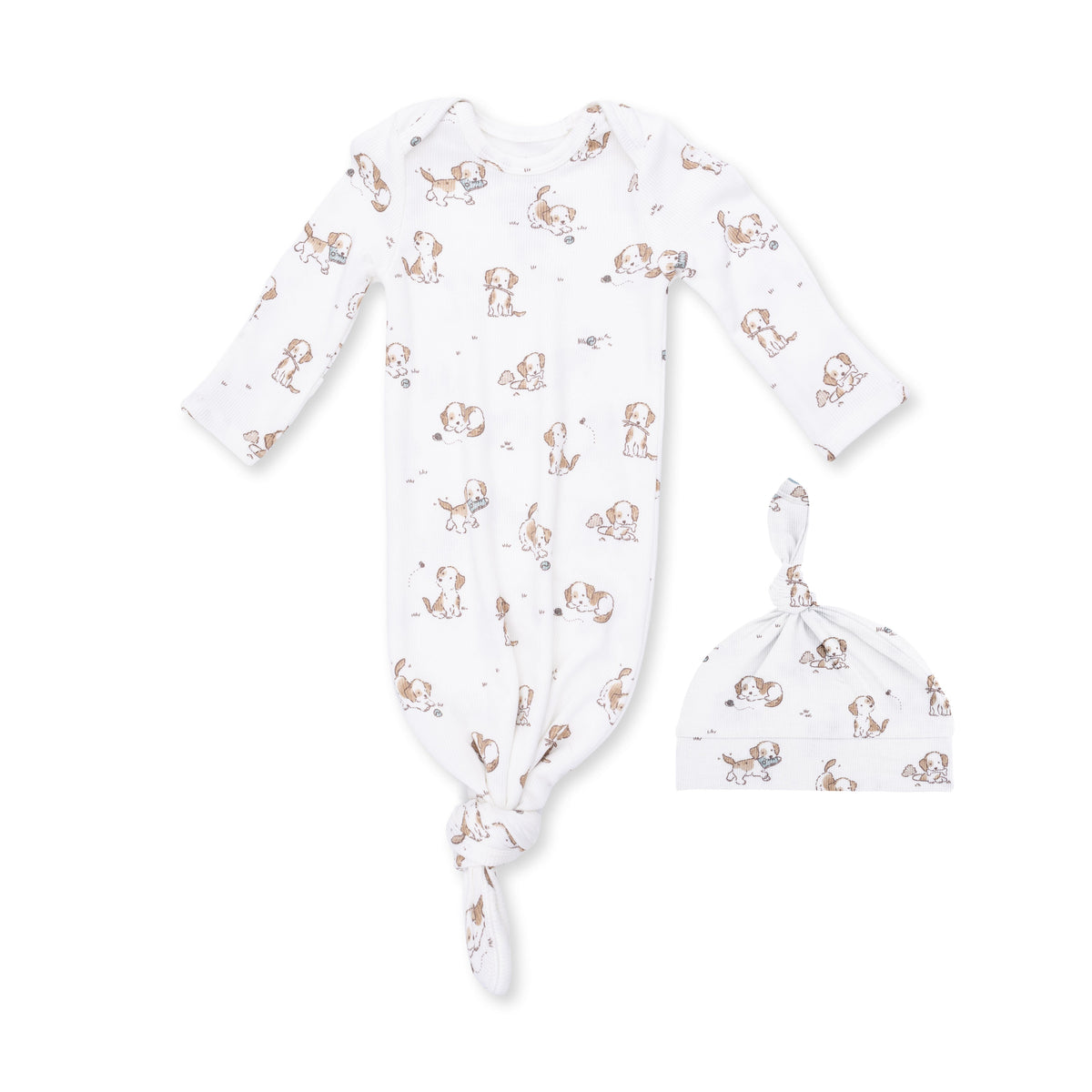 Angel Dear Explorer Puppy Blue Knotted Gown and Beanie Hat