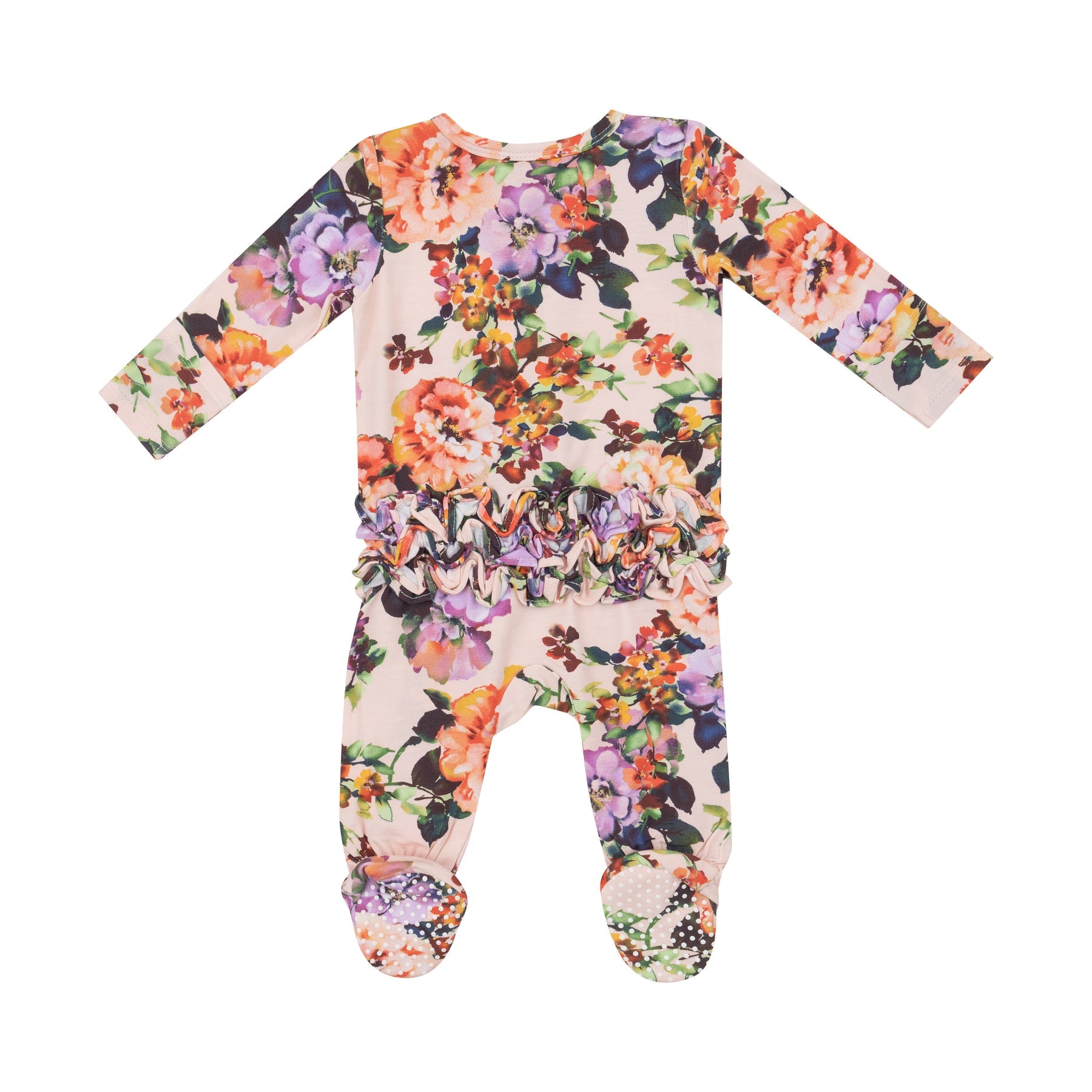 Autumn Rose Bamboo 2 Way Ruffle Zipper Footie - Twinkle Twinkle Little One
