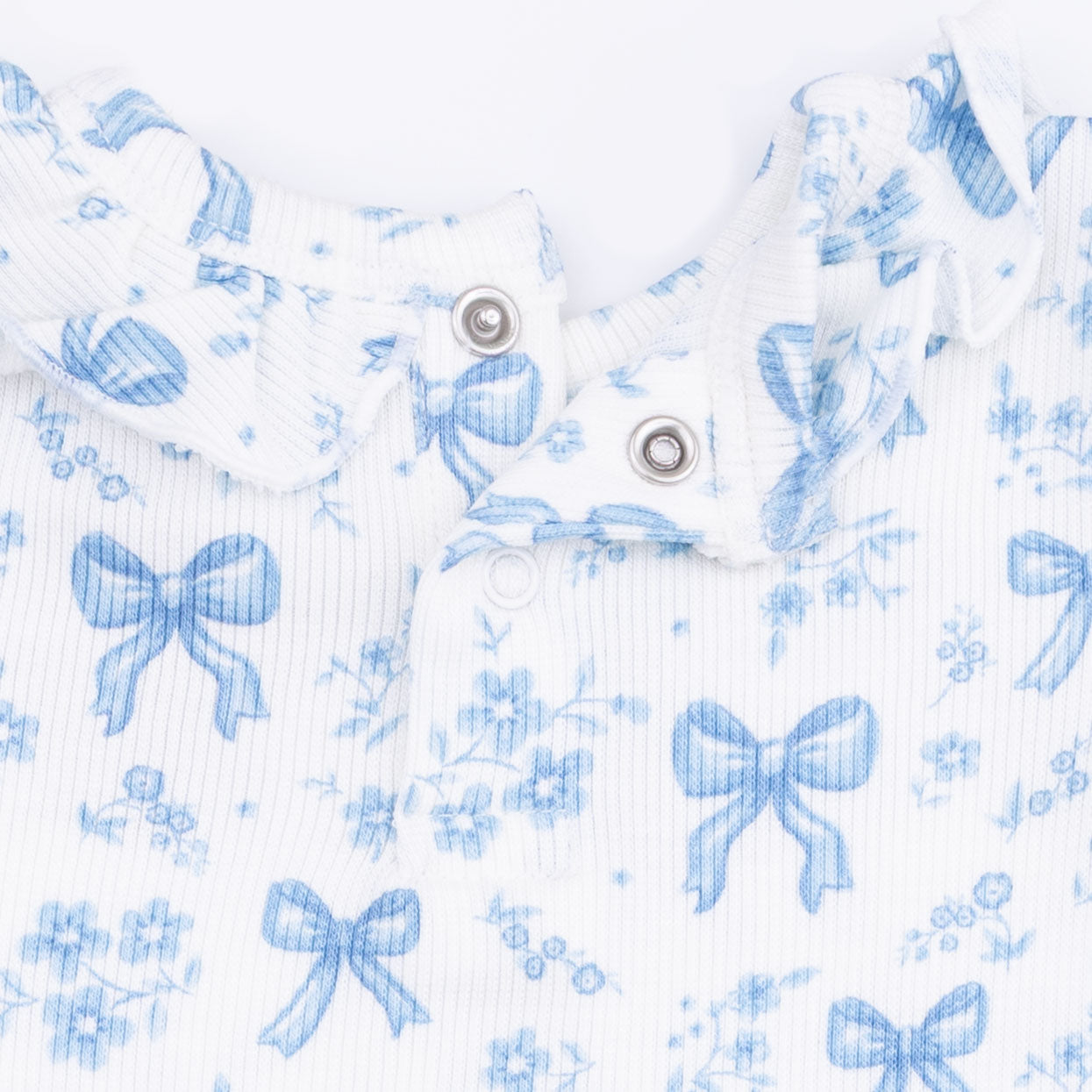 Angel Dear Blue Bows and Flowers Long Sleeve Ruffle Top and Pant