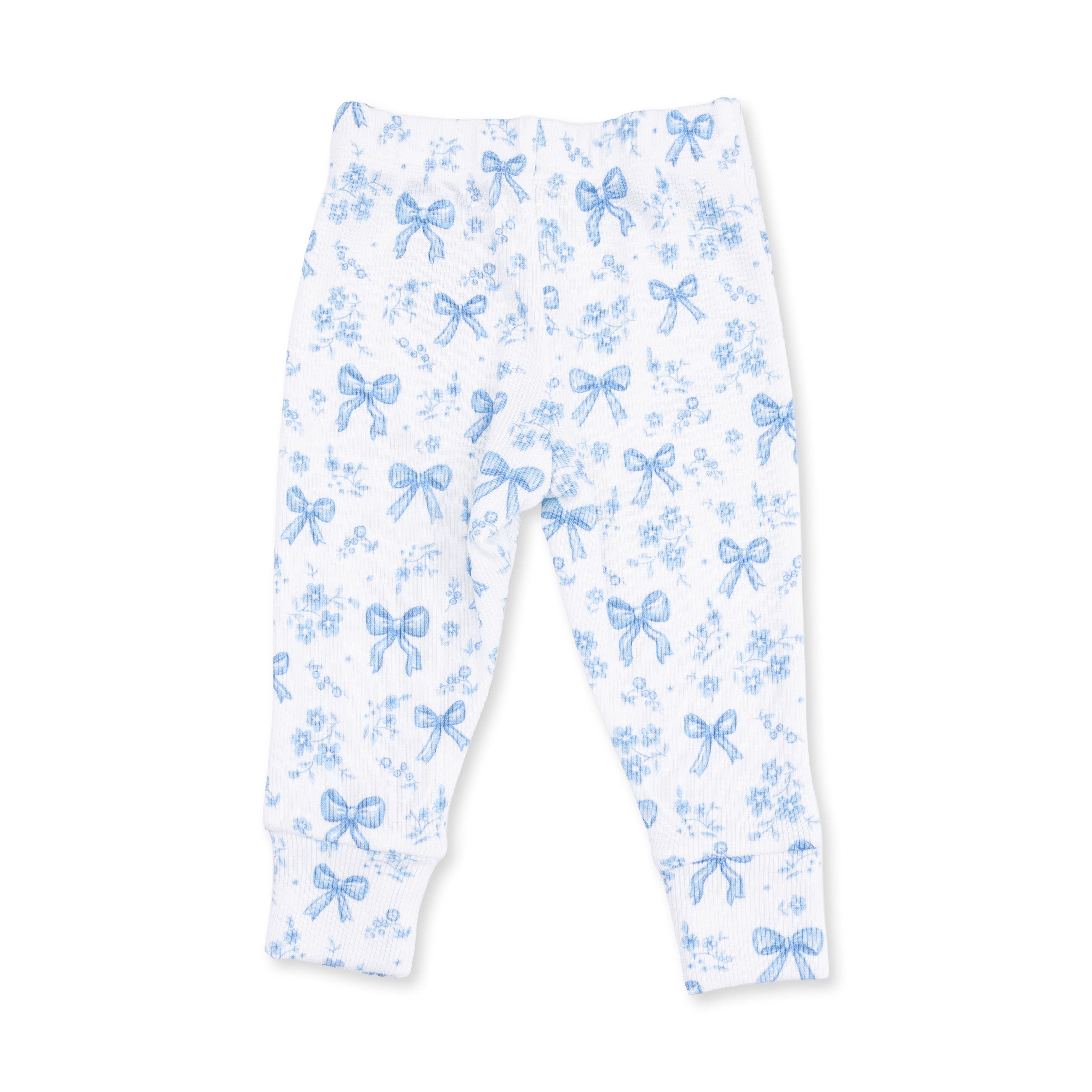 Angel Dear Blue Bows and Flowers Long Sleeve Ruffle Top and Pant