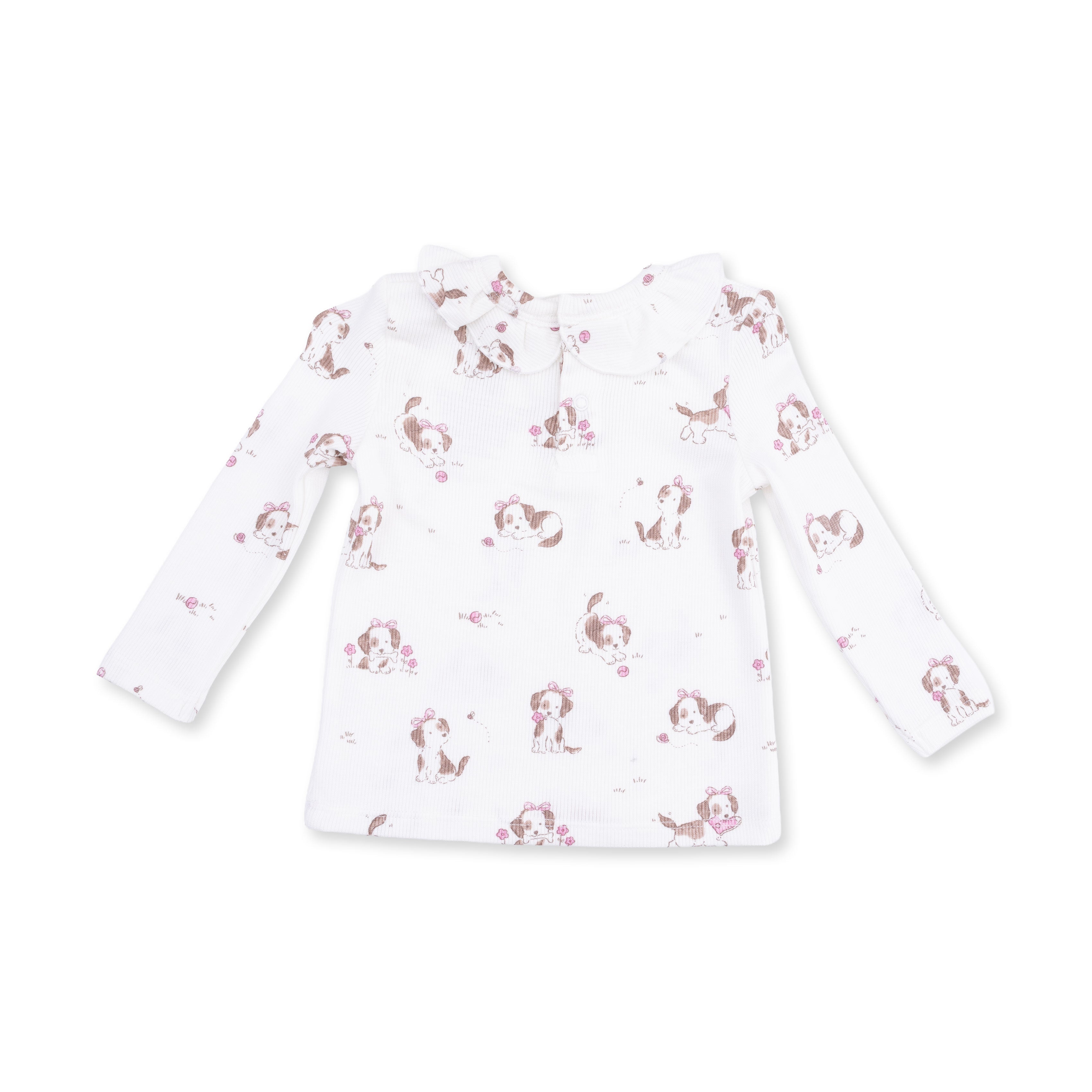 Angel Dear Explorer Puppy Pink Long Sleeve Ruffle Top and Pant