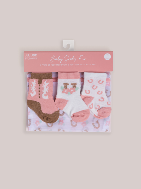 3-PACK SOFT DURABLE BABY SOCKS SET - BLOOMIN' BOOT - Twinkle Twinkle Little One
