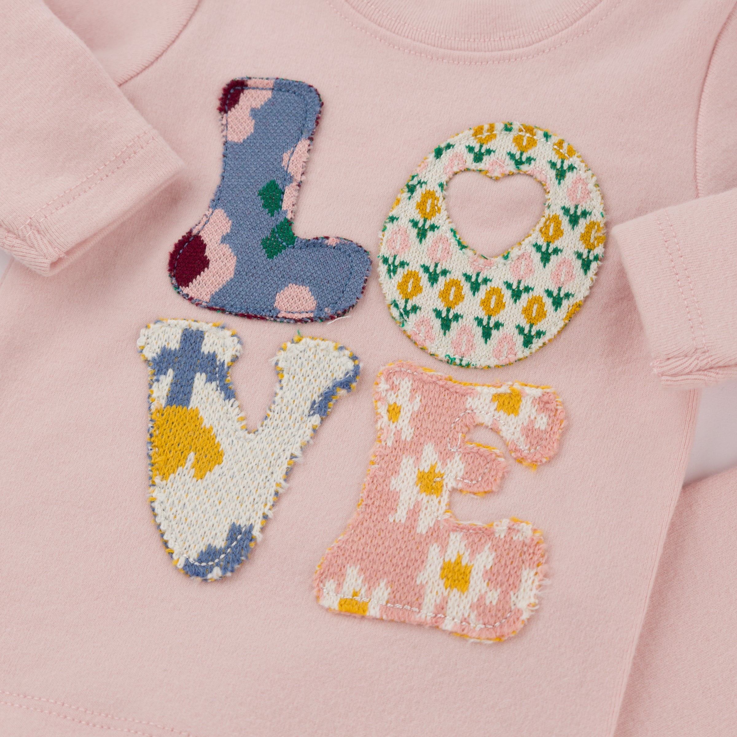 Quilted Floral Love Applique 2 Piece Set - Dusty Pink - Twinkle Twinkle Little One