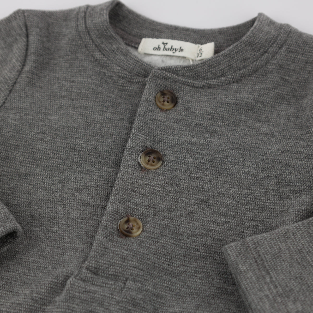 Mini Honeycomb Elbow Patch Henley 2 Pc Set - Charcoal - Twinkle Twinkle Little One