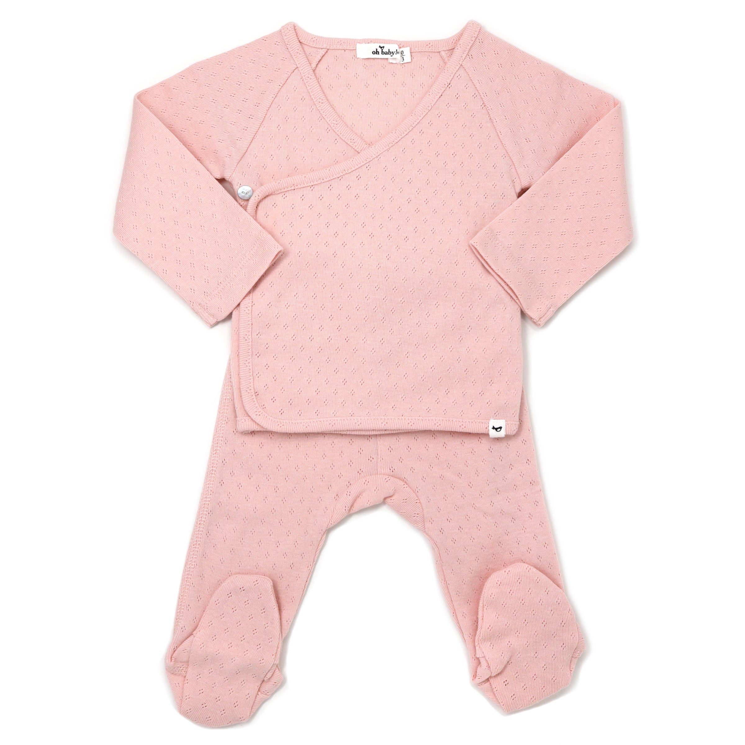 Pointelle Kimono Footie Set - Pale Pink - Twinkle Twinkle Little One