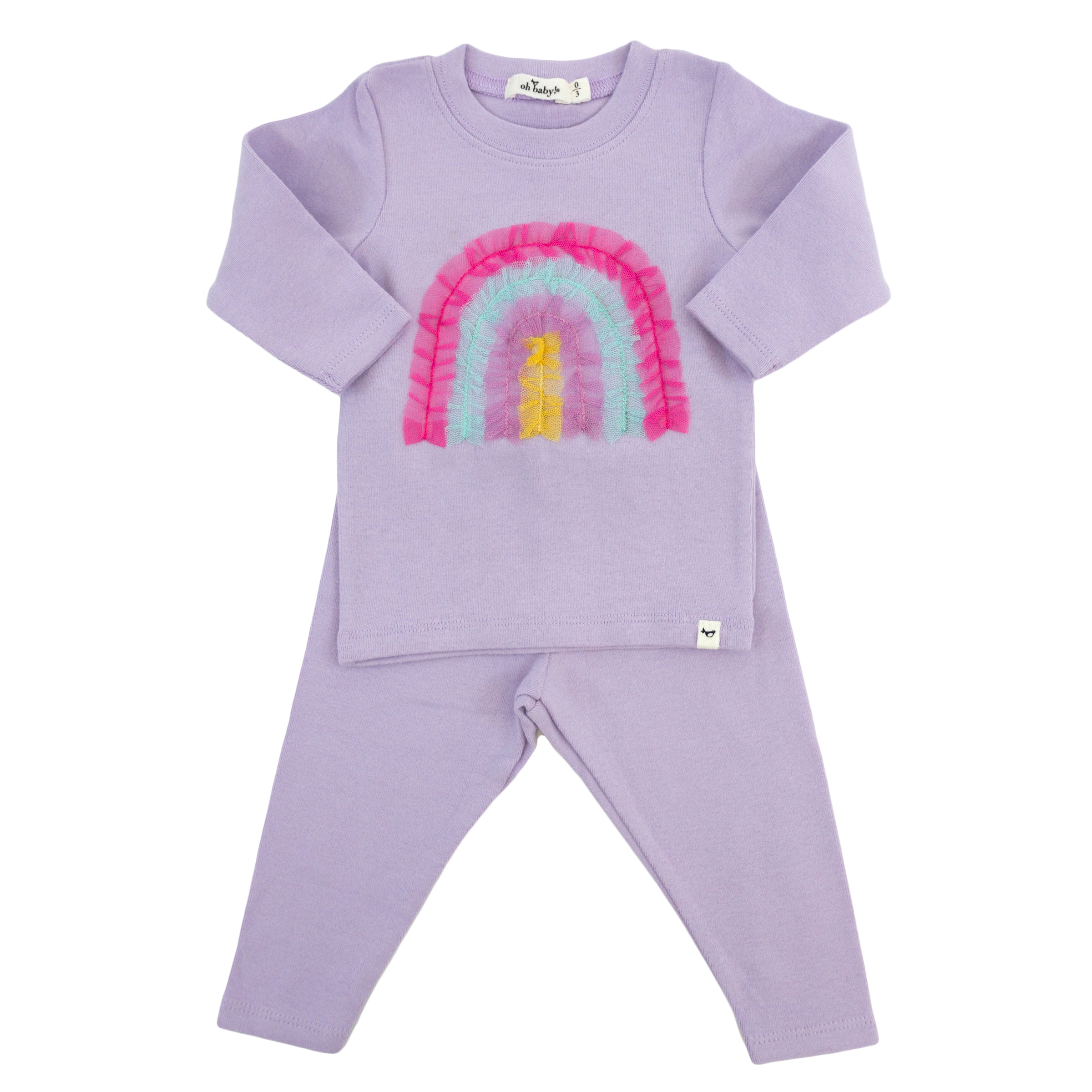 Bright Tulle Rainbow Applique 2 Piece Set - Orchid - Twinkle Twinkle Little One