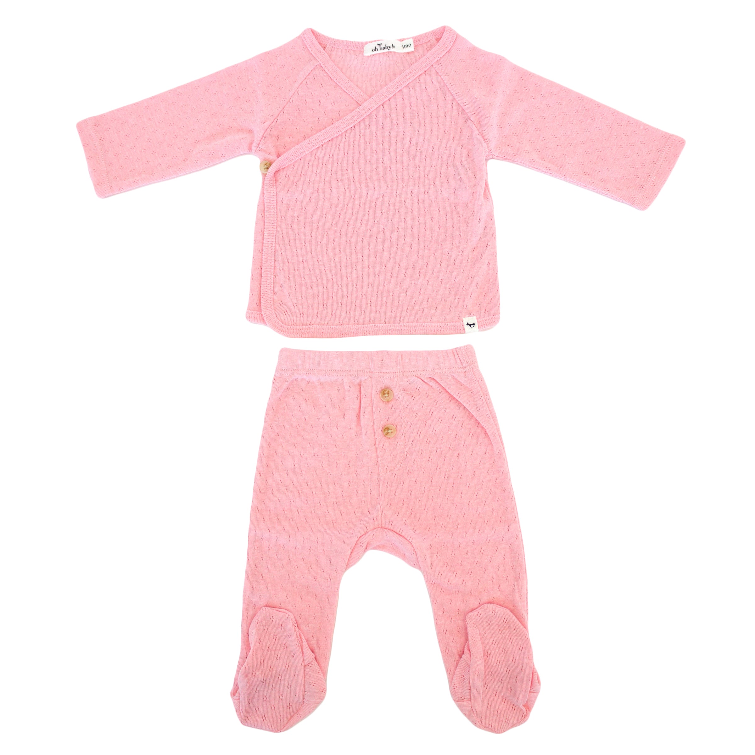 Pointelle Kimono Footie Set - Pink Heather - Twinkle Twinkle Little One