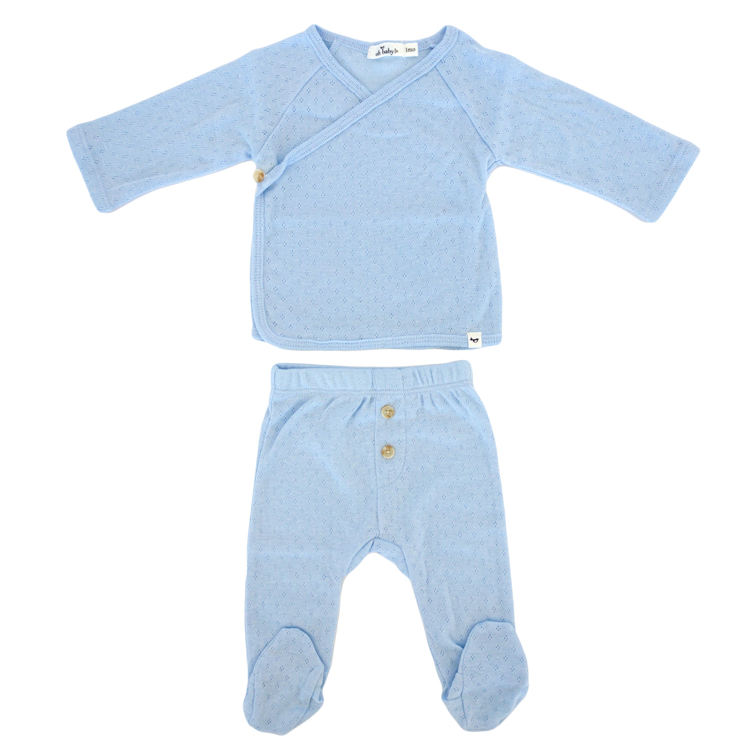 Pointelle Kimono Footie Set - Sky Heather - Twinkle Twinkle Little One