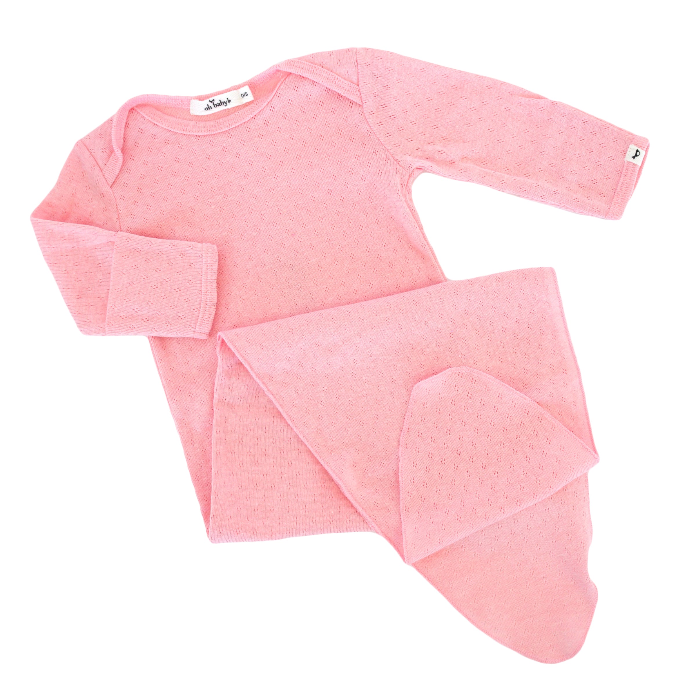 Pointelle Knotted Gown - Pink Heather - Twinkle Twinkle Little One