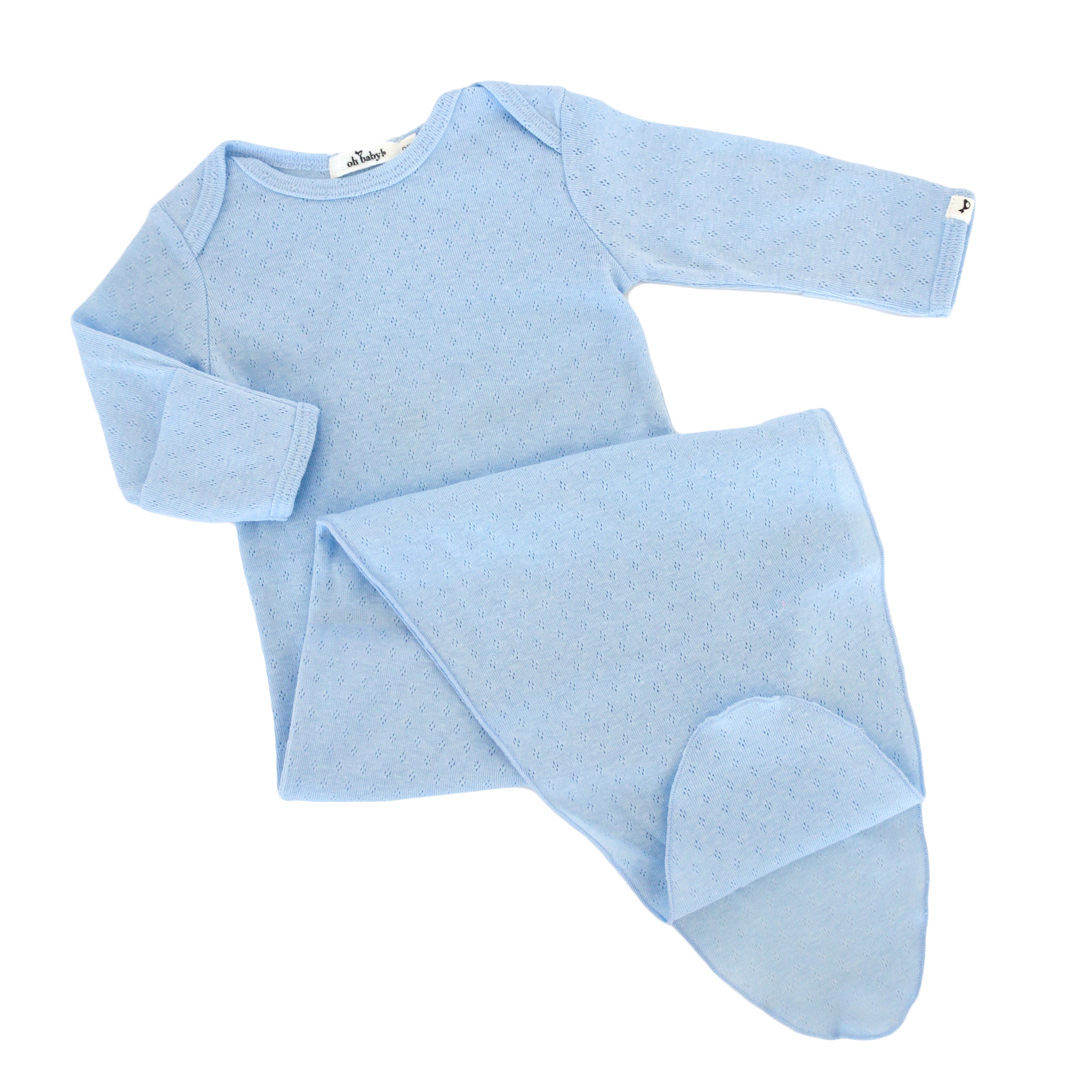 Pointelle Knotted Gown - Sky Heather - Twinkle Twinkle Little One