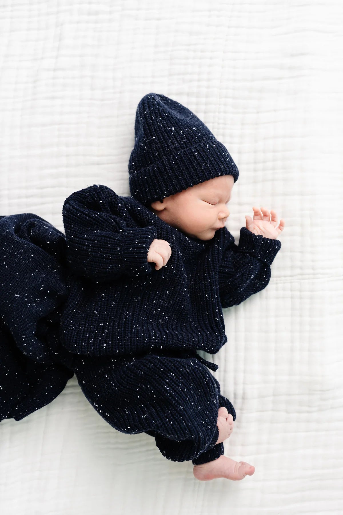 Knit Chunky Sweater & Jogger Pant - Navy Speckle