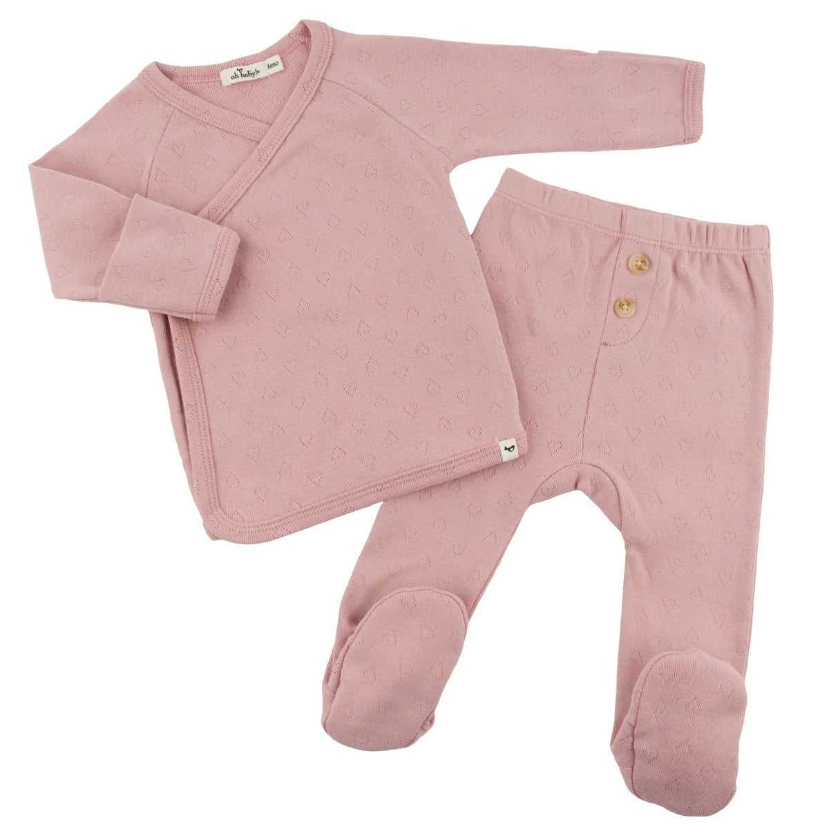 Pointelle Kimono Set - Hearts - Blush - Twinkle Twinkle Little One