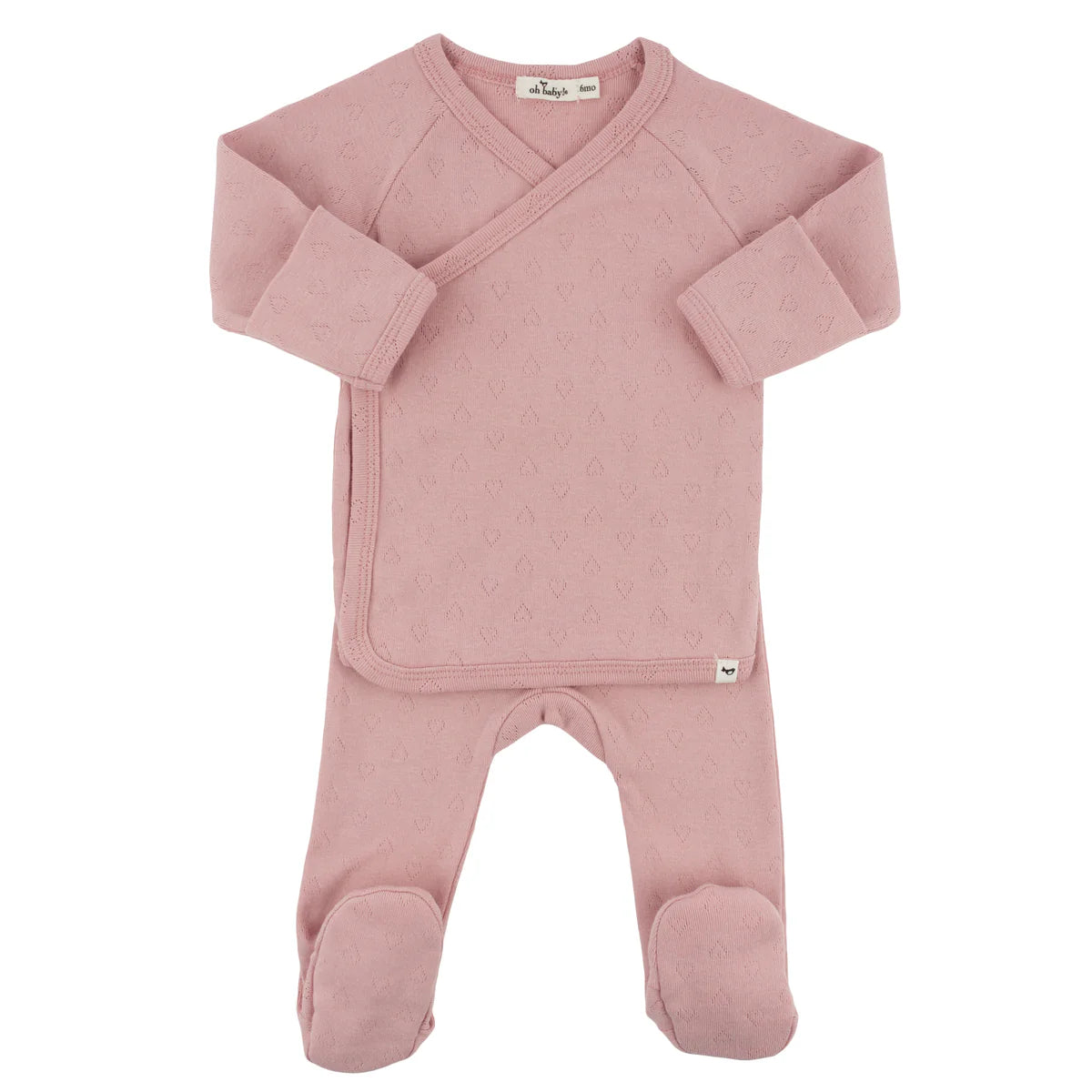 Pointelle Kimono Set - Hearts - Blush - Twinkle Twinkle Little One