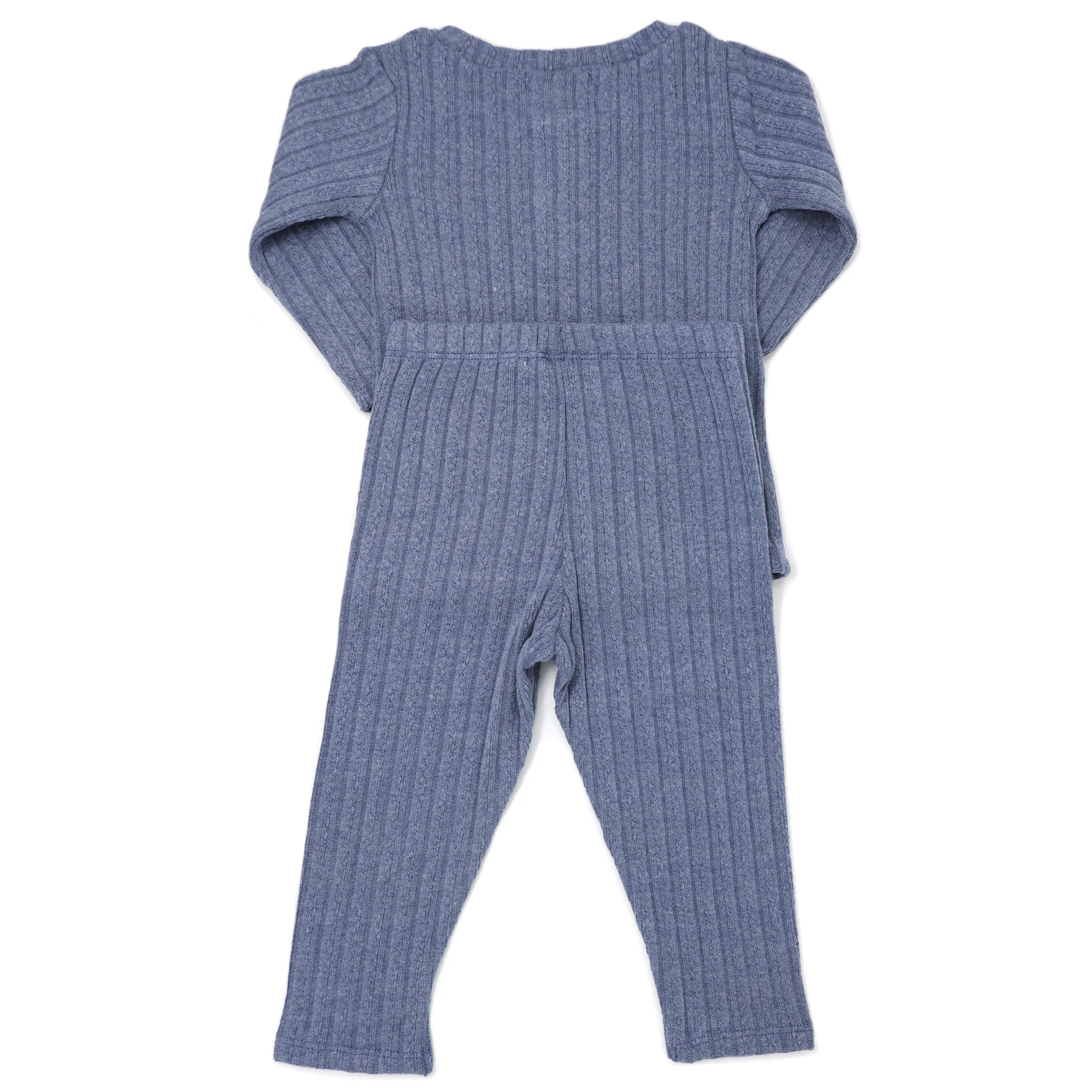 Cable Pocket Henley Set - Denim - Twinkle Twinkle Little One