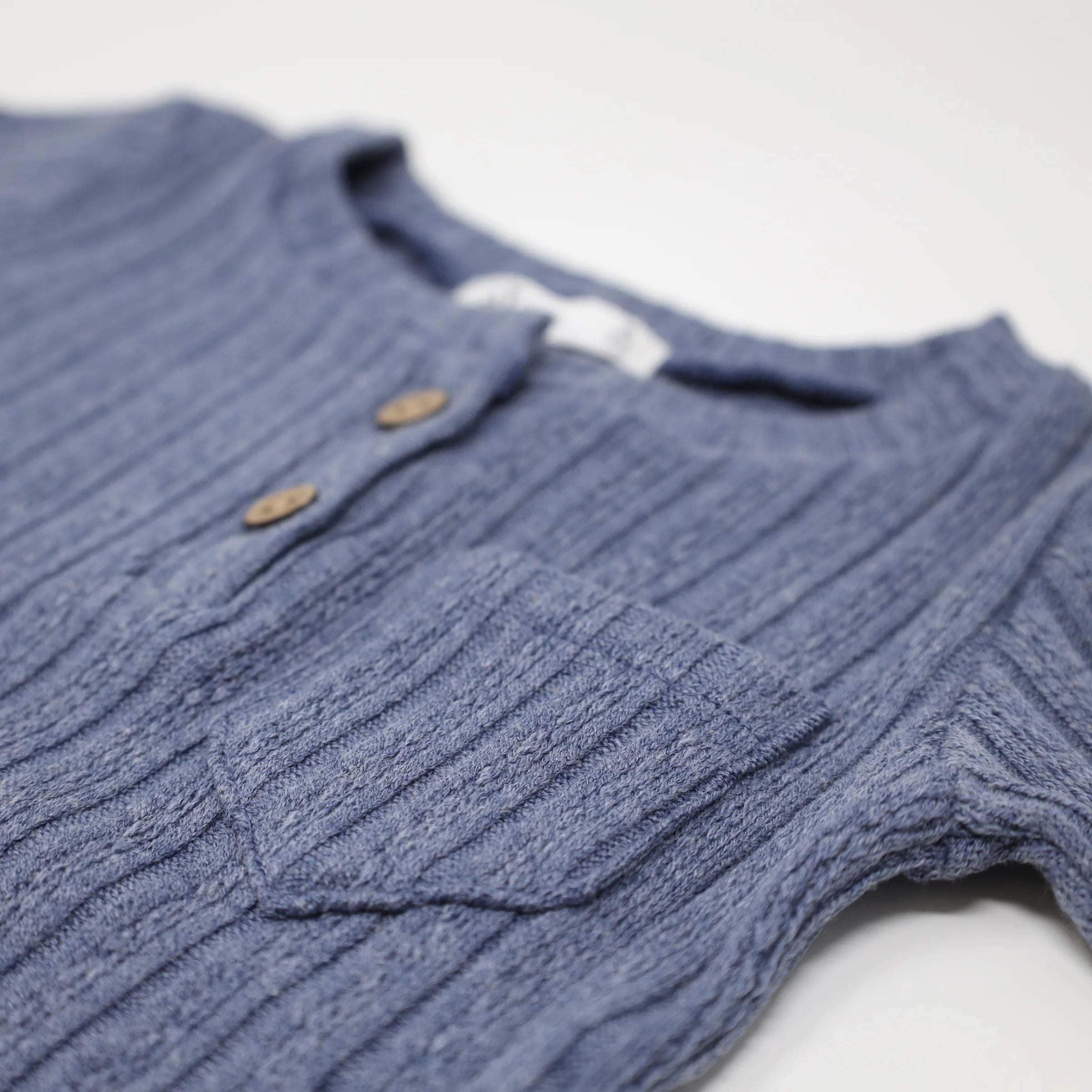 Cable Pocket Henley Set - Denim - Twinkle Twinkle Little One