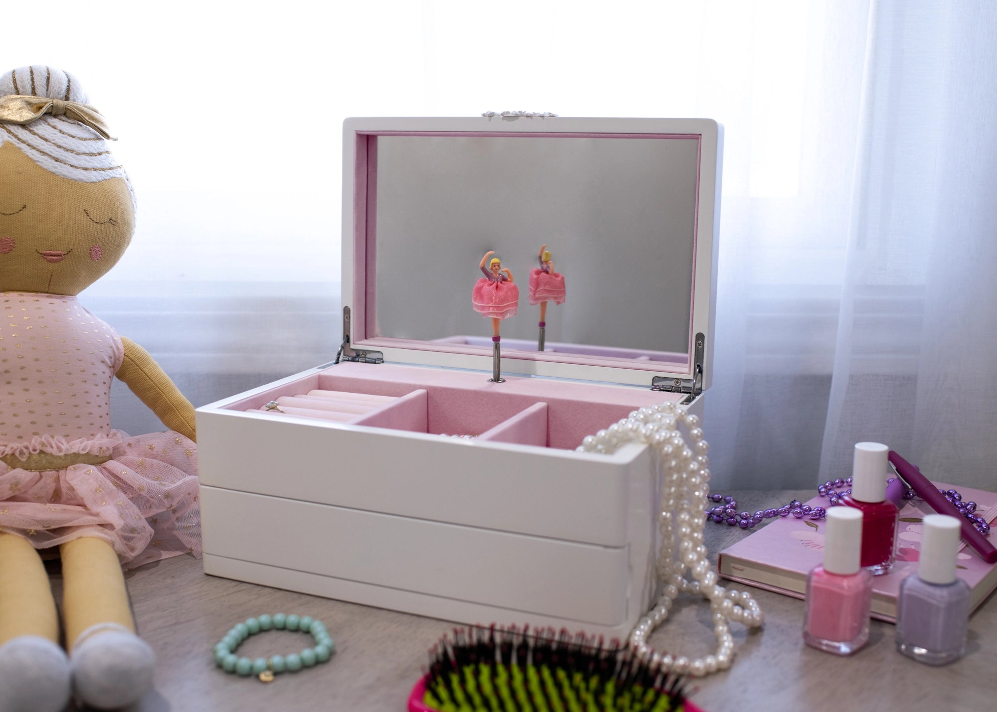 Ballerina Shabby Chic Wood Musical Jewelry Box