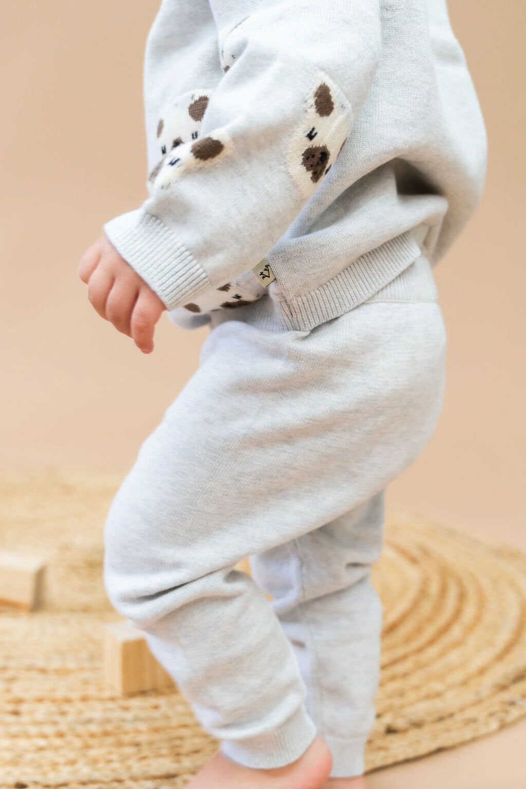 Frenchie Puppy Jacquard Knit Baby Raglan Pullover Sweater & Pant Set - Twinkle Twinkle Little One