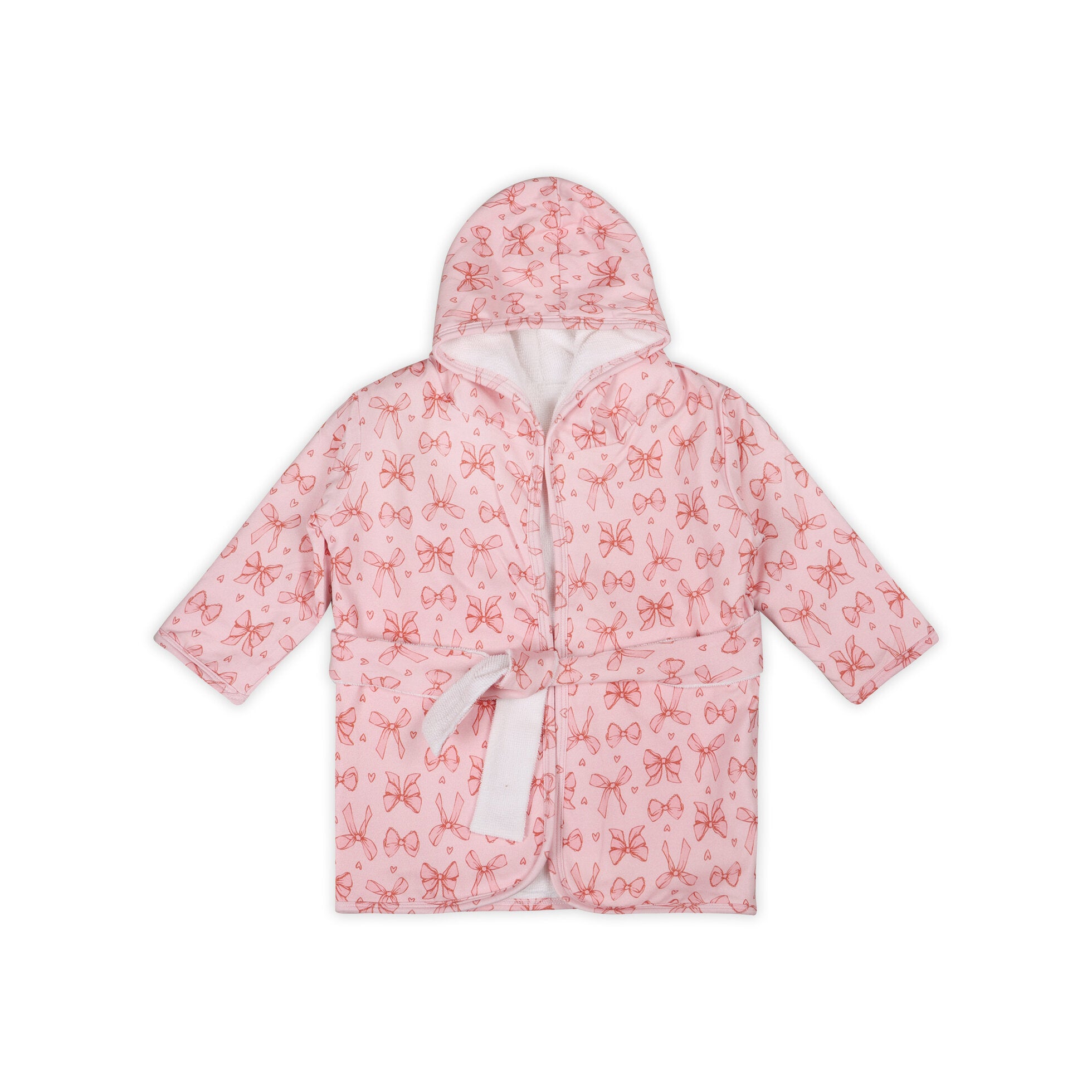 Pink Bows Organic Cotton Hooded Baby Bathrobe - Twinkle Twinkle Little One