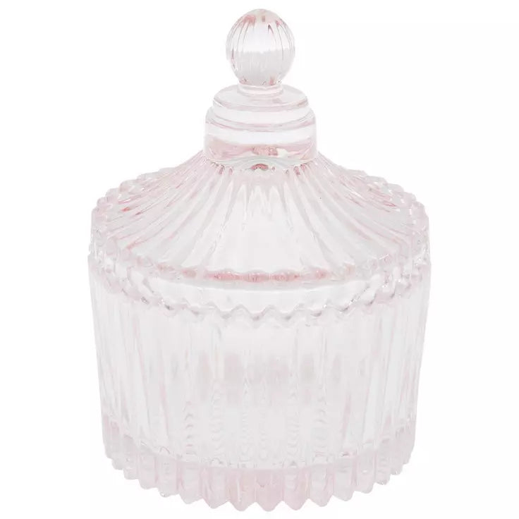 Pink Fluted Glass Jewelry Container
