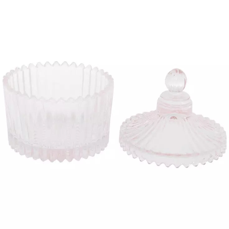 Pink Fluted Glass Jewelry Container