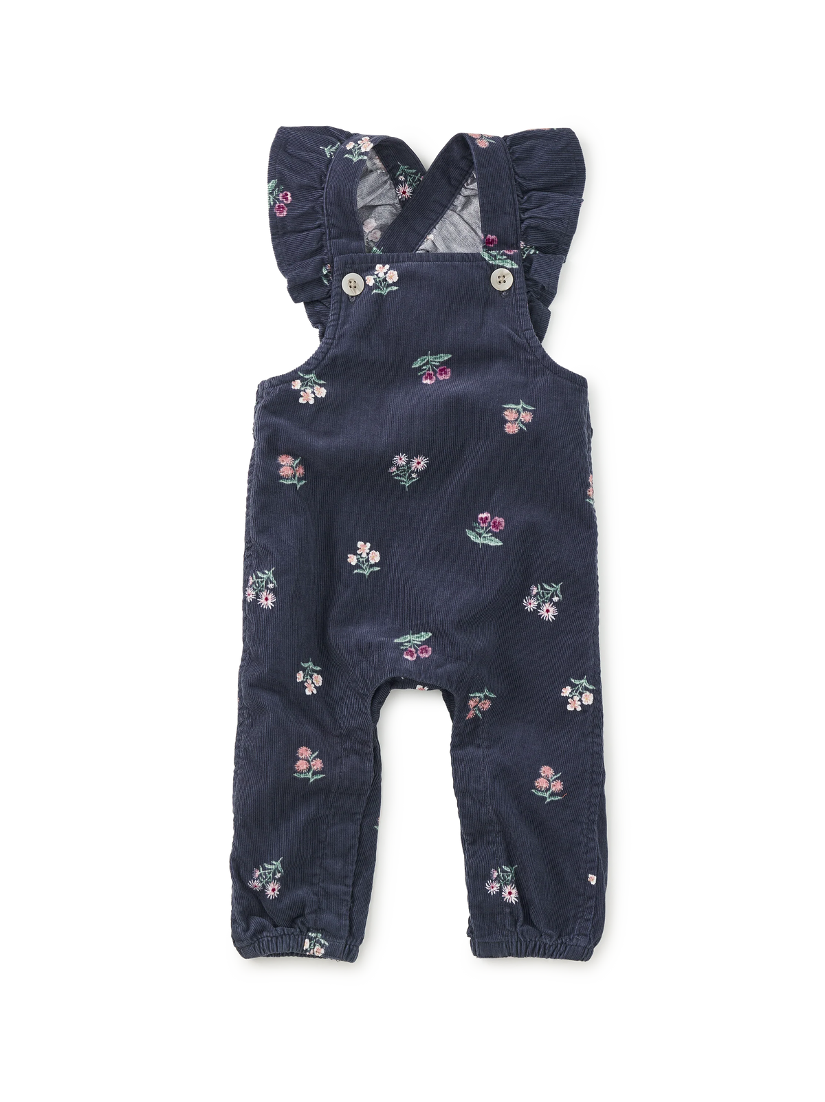 Midnight Posy Corduroy Ruffle Baby Overalls