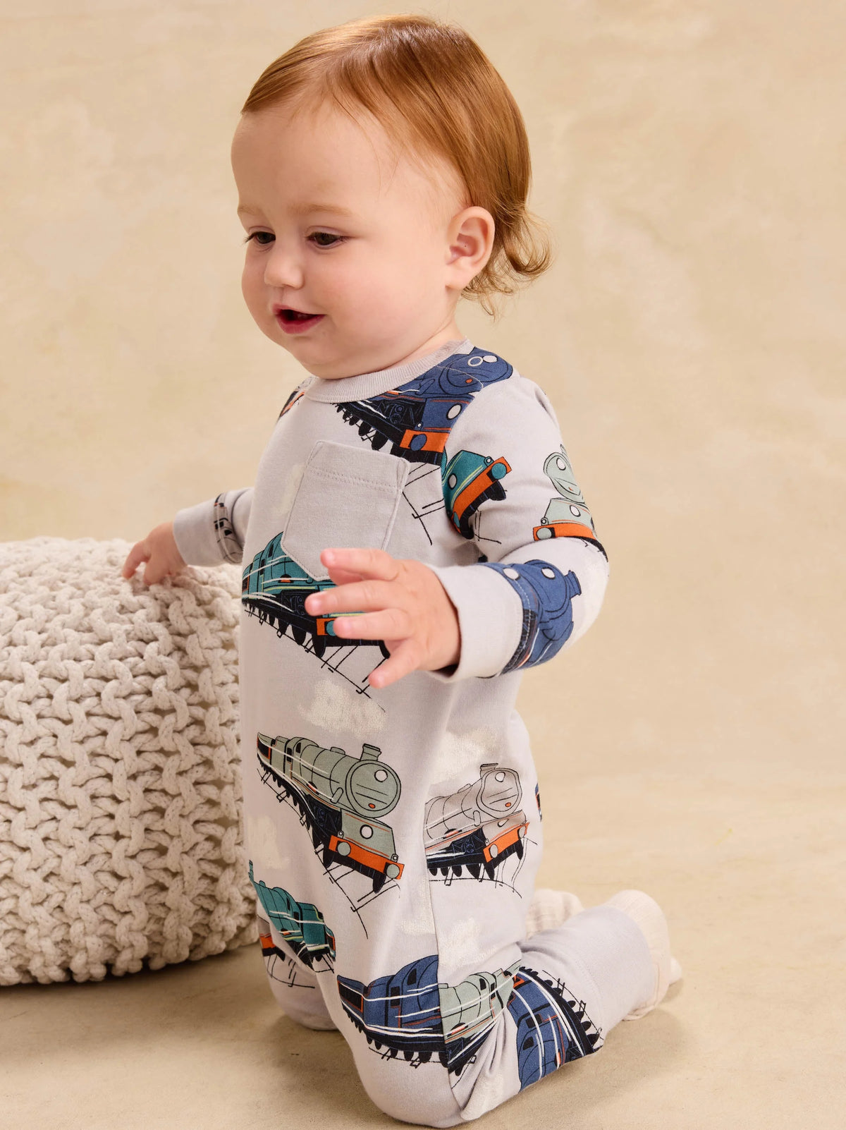 Great Railway Journey Long Sleeve Pocket Baby Romper