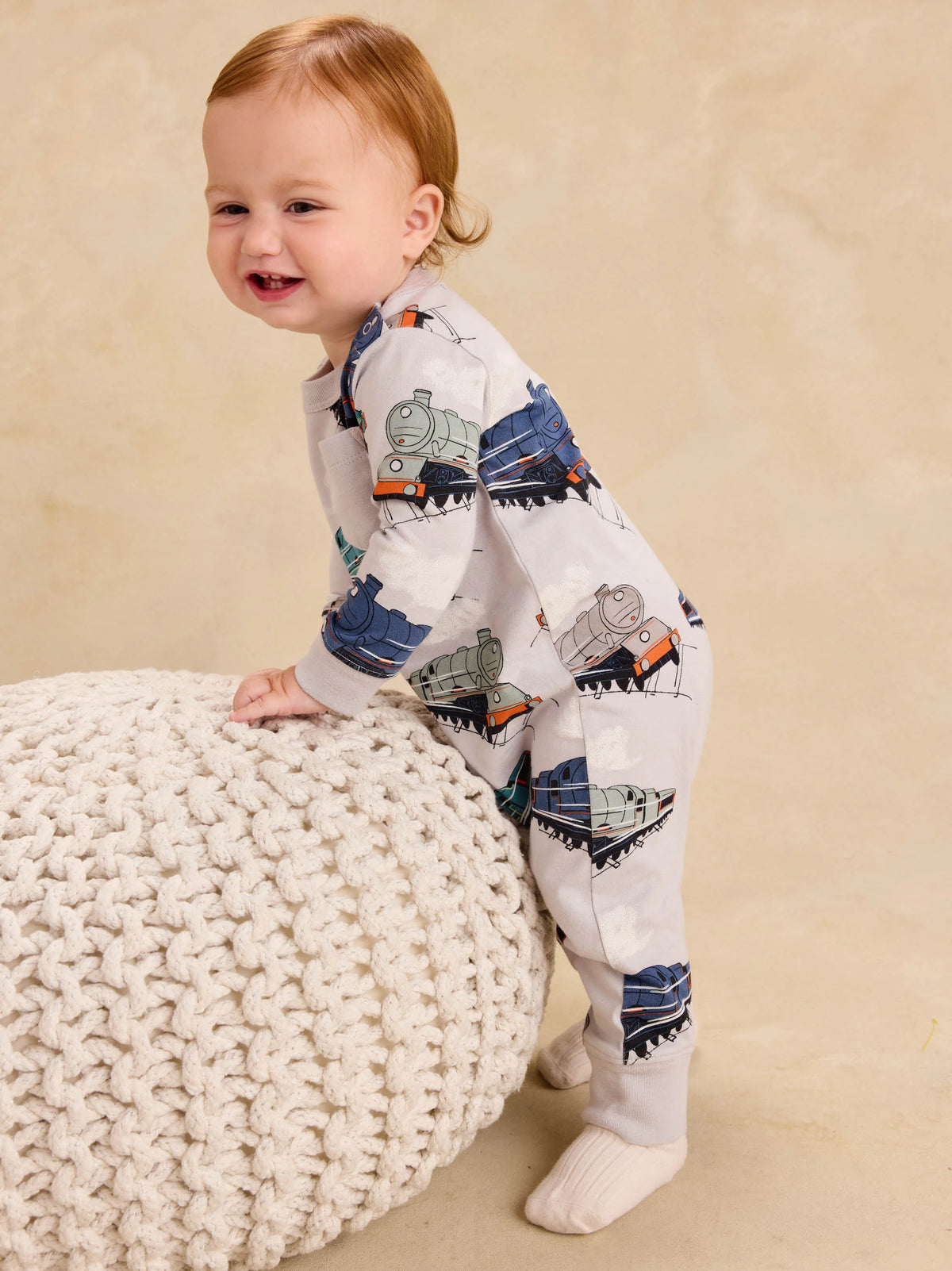 Great Railway Journey Long Sleeve Pocket Baby Romper