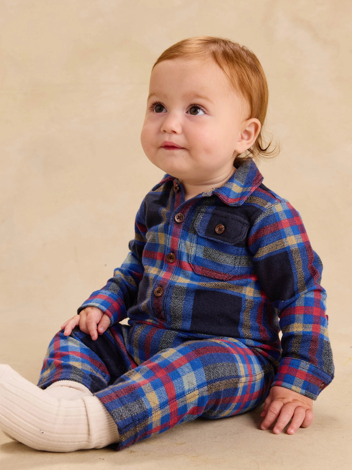 Windsor Hearth Plaid Collared Baby Romper