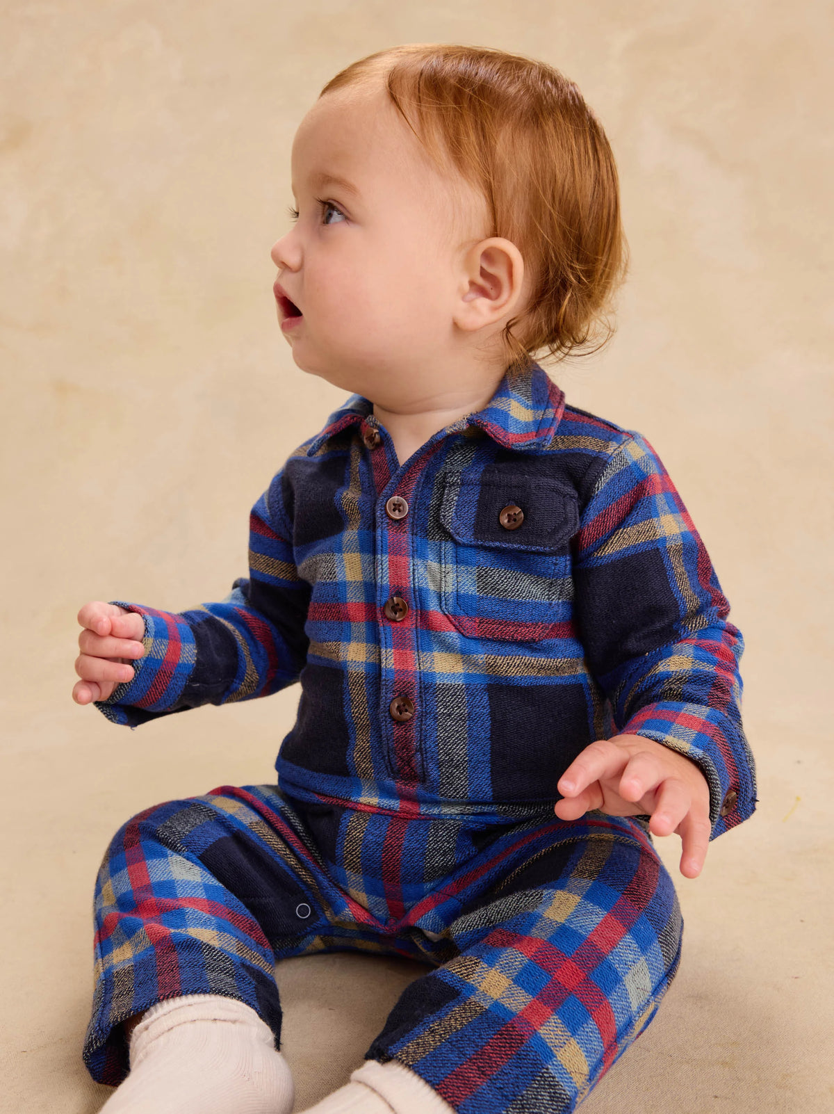 Windsor Hearth Plaid Collared Baby Romper