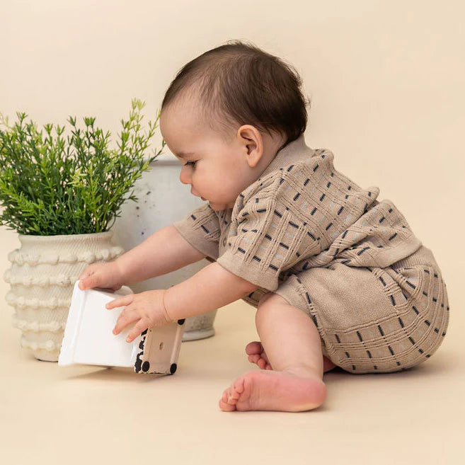 Henry Textured Baby Polo Sweater Shirt & Shorts Set (Organic Cotton)