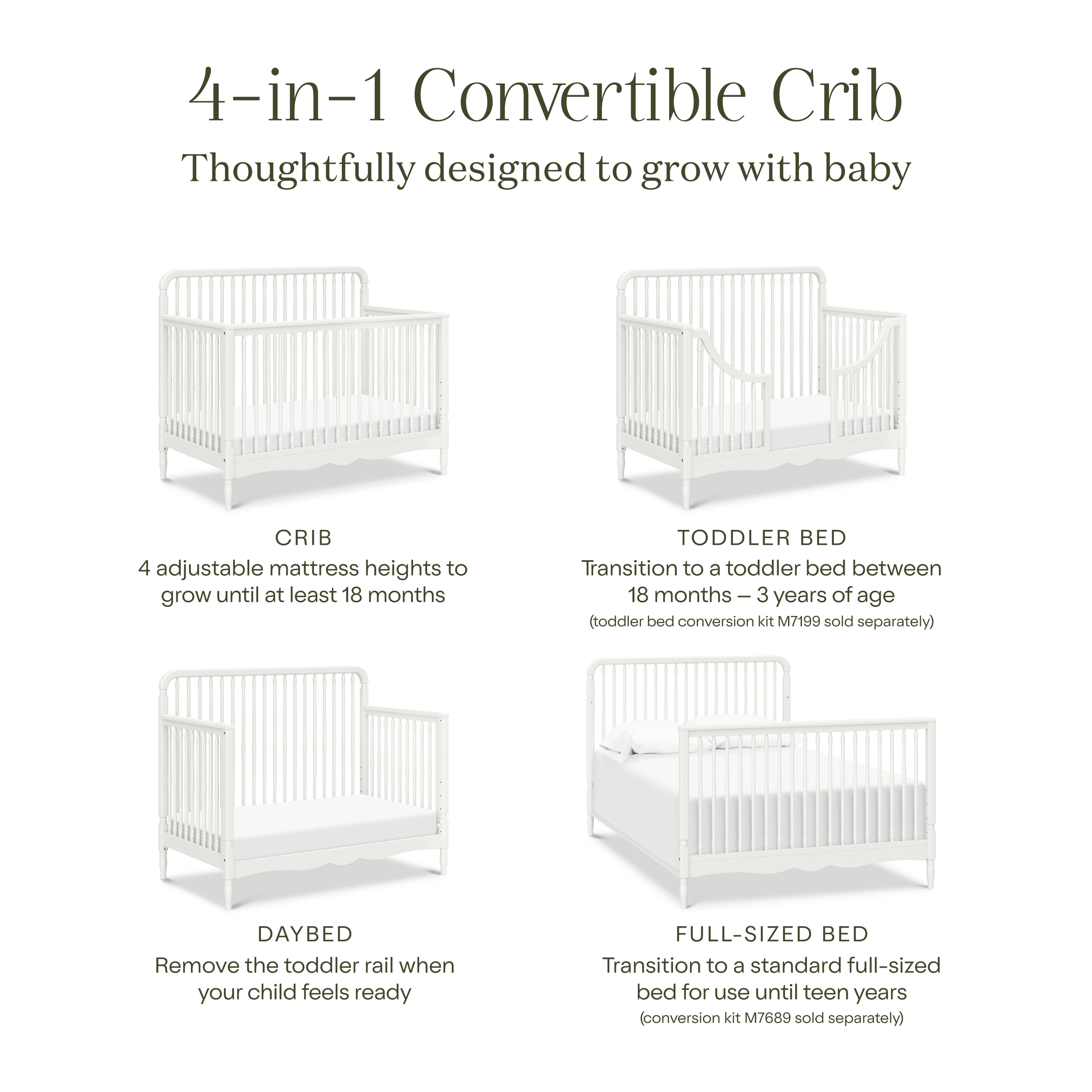 Namesake Liberty 4-in-1 Convertible Spindle Crib - Twinkle Twinkle Little One