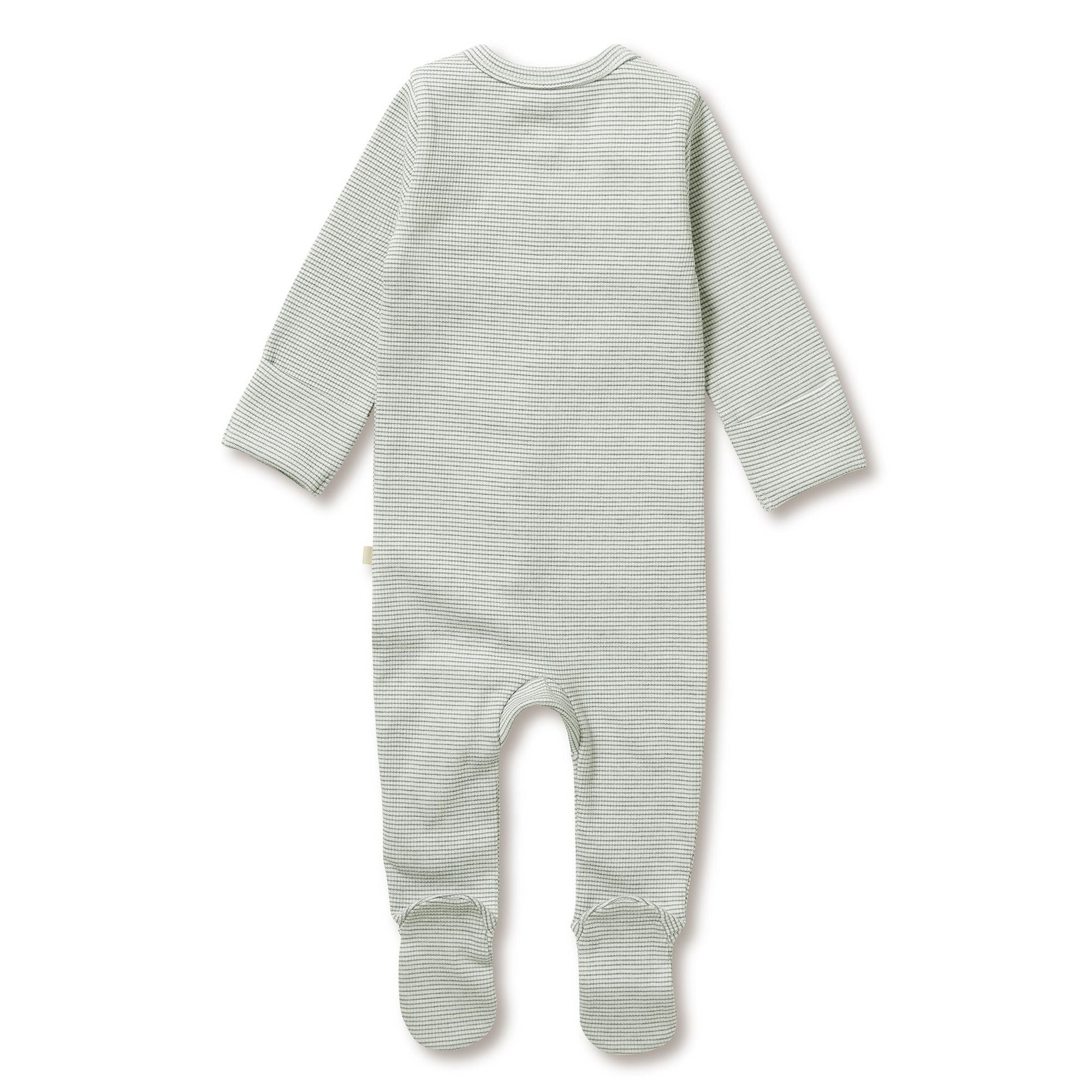Organic Stripe Rib Zipsuit with Feet - Fern - Twinkle Twinkle Little One
