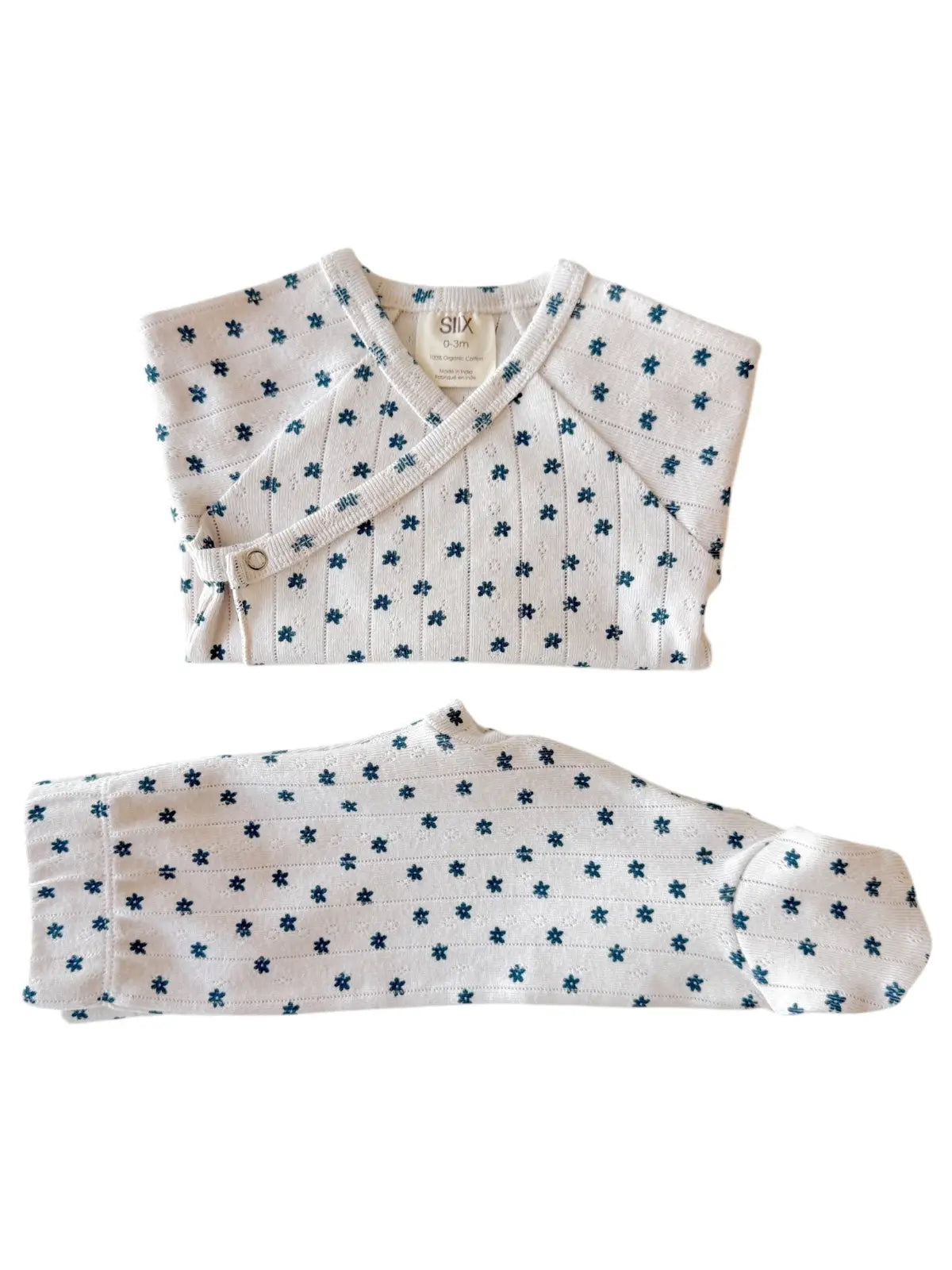Blue Flower Organic Pointelle Newborn Set - Twinkle Twinkle Little One