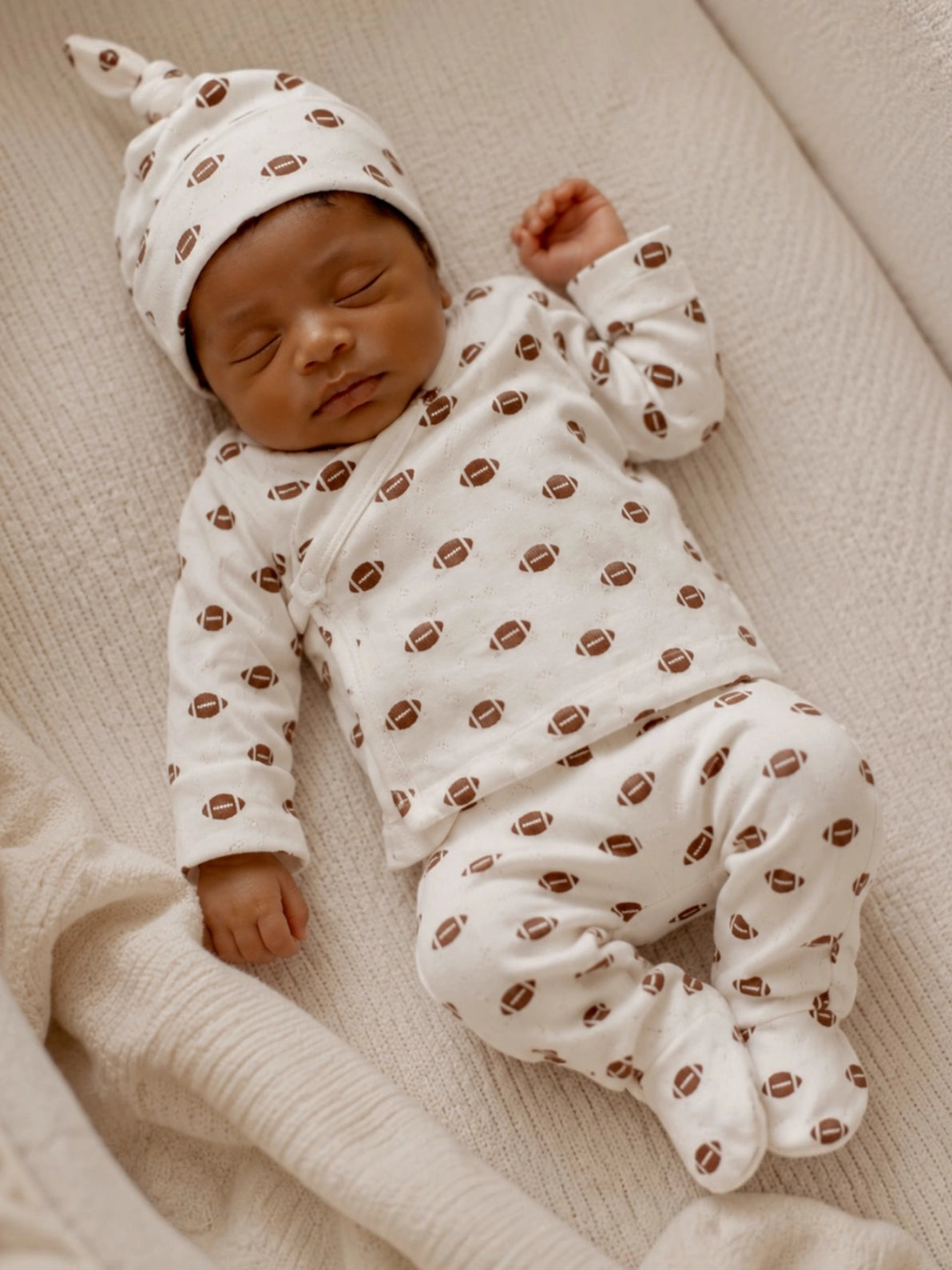 Football Organic Pointelle Newborn Set