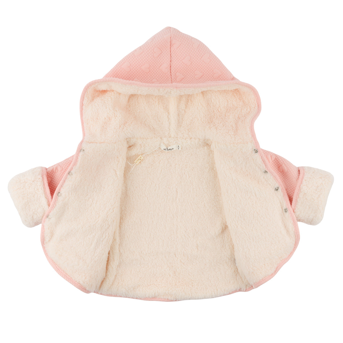 Pucker Heart Winter Snowdrift Hoodie Jacket with Cream Lining - Pale Pink - Twinkle Twinkle Little One