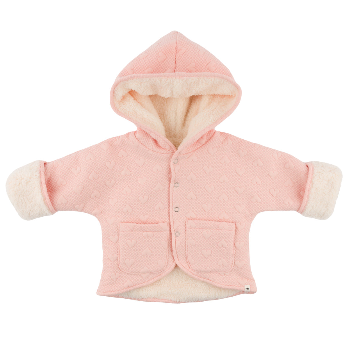 Pucker Heart Winter Snowdrift Hoodie Jacket with Cream Lining - Pale Pink - Twinkle Twinkle Little One